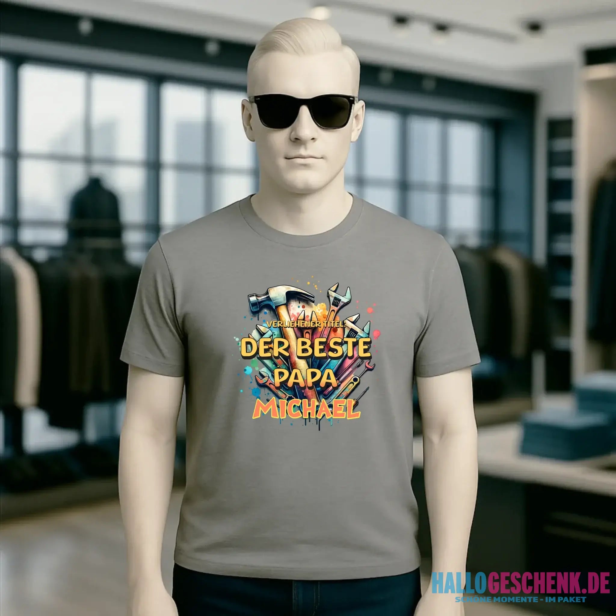 Verliehener Titel: Bester Papa + Wunschtext • Unisex Premium T-Shirt XS-5XL aus Bio-Baumwolle für Damen & Herren • Exklusivdesign • personalisiert