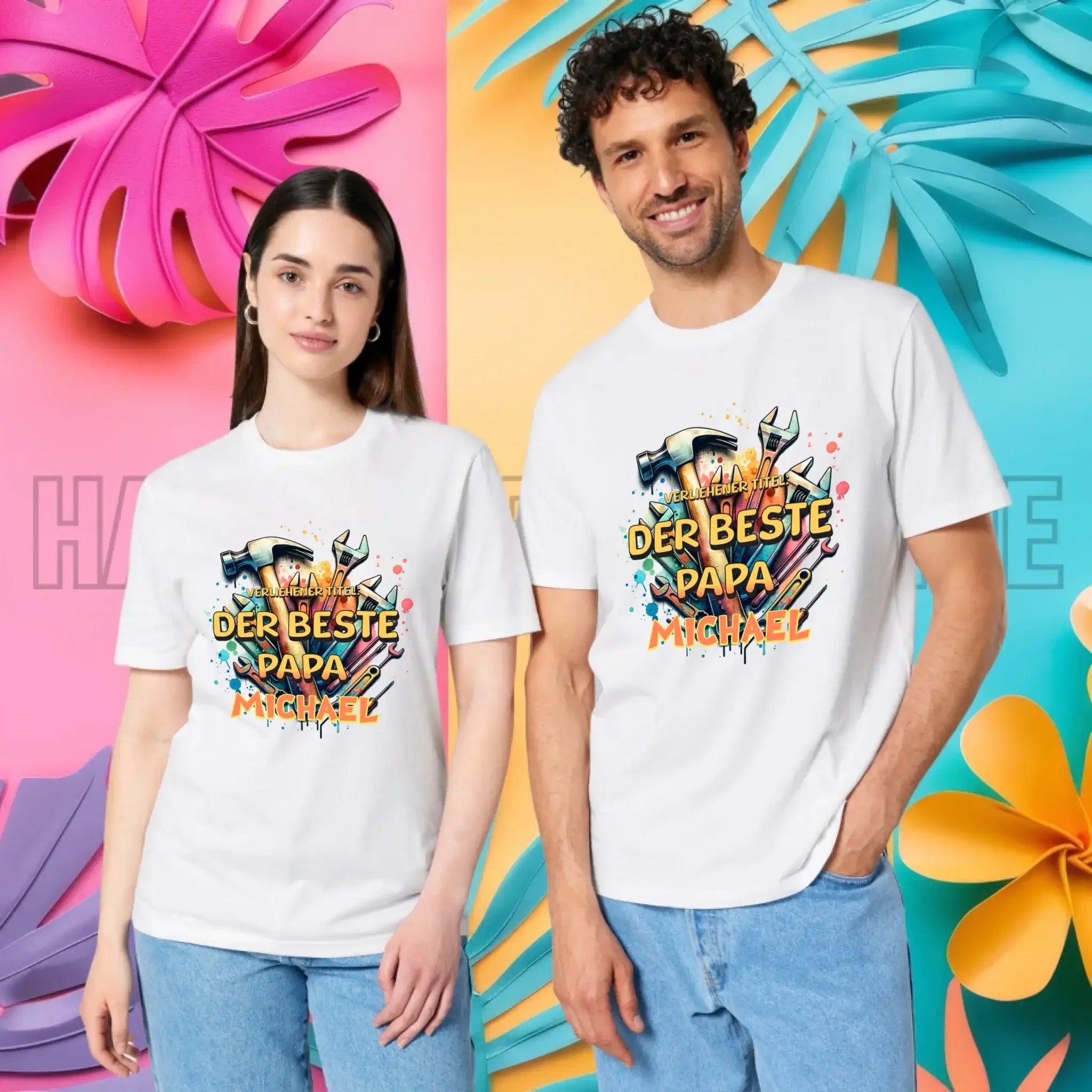 Verliehener Titel: Bester Papa + Wunschtext • Unisex Premium T-Shirt XS-5XL aus Bio-Baumwolle für Damen & Herren • Exklusivdesign • personalisiert