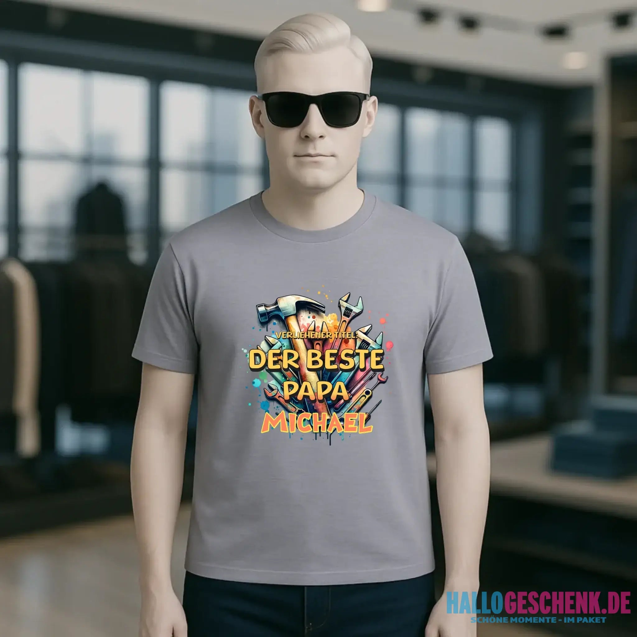 Verliehener Titel: Bester Papa + Wunschtext • Unisex Premium T-Shirt XS-5XL aus Bio-Baumwolle für Damen & Herren • Exklusivdesign • personalisiert