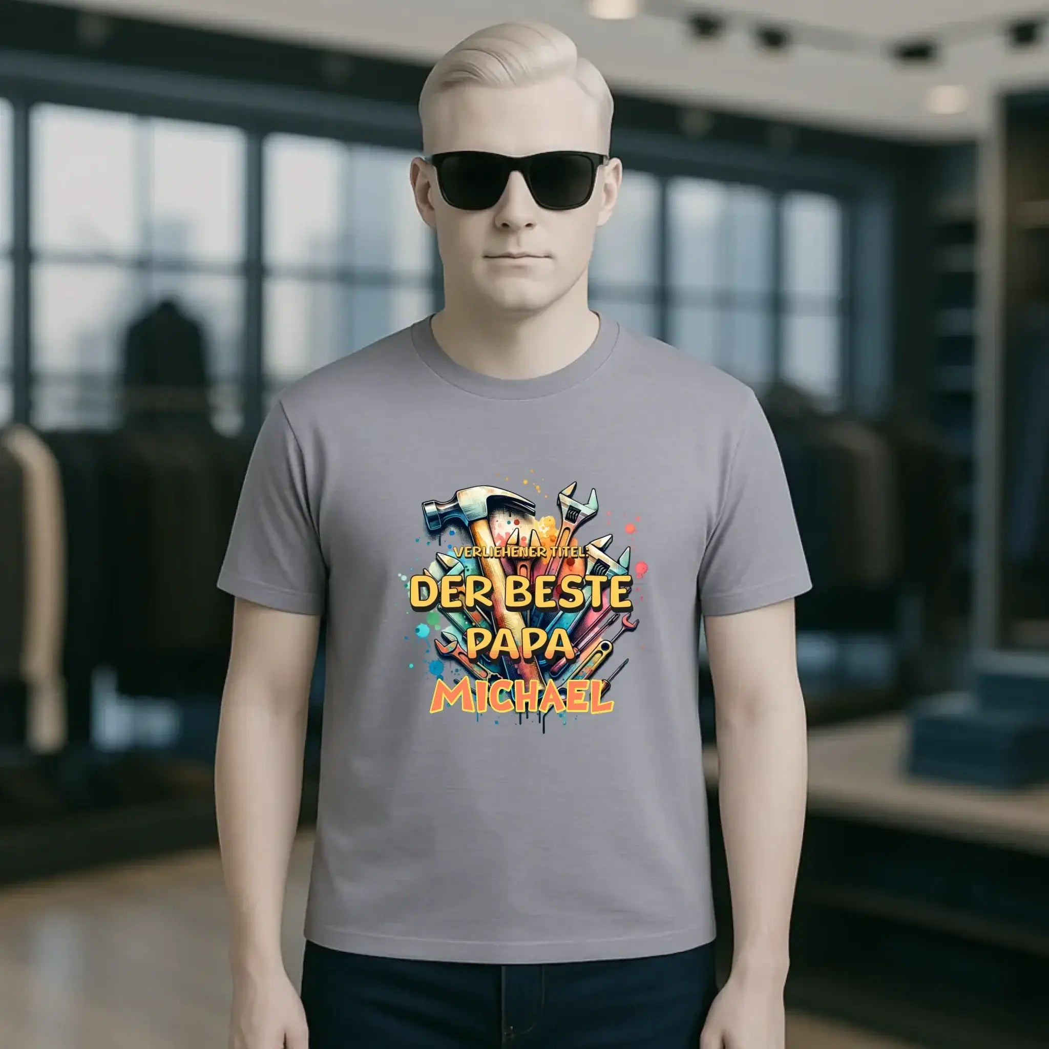 Verliehener Titel: Bester Papa + Wunschtext • Unisex Premium T-Shirt XS-5XL aus Bio-Baumwolle für Damen & Herren • Exklusivdesign • personalisiert