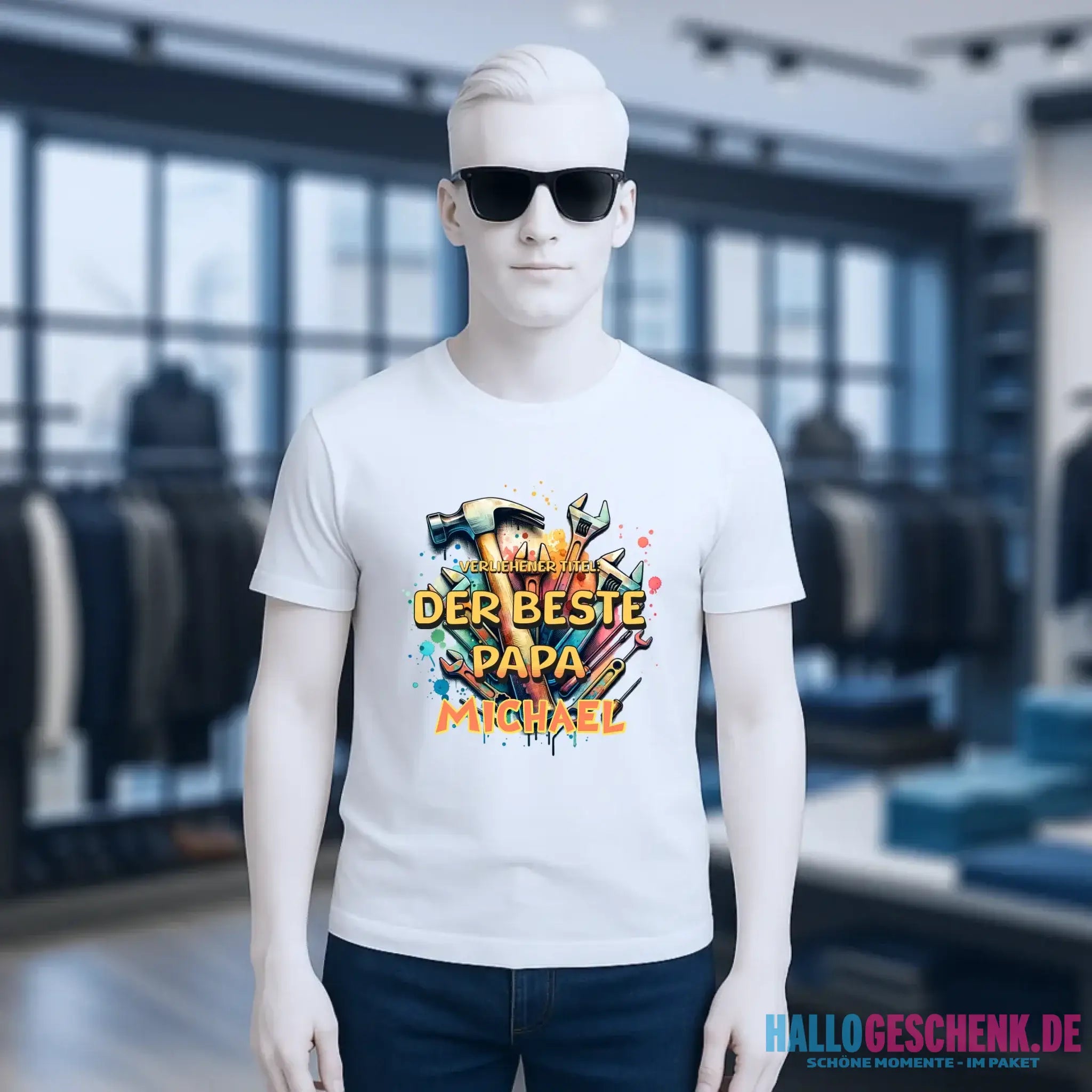 Verliehener Titel: Bester Papa + Wunschtext • Unisex Premium T-Shirt XS-5XL aus Bio-Baumwolle für Damen & Herren • Exklusivdesign • personalisiert