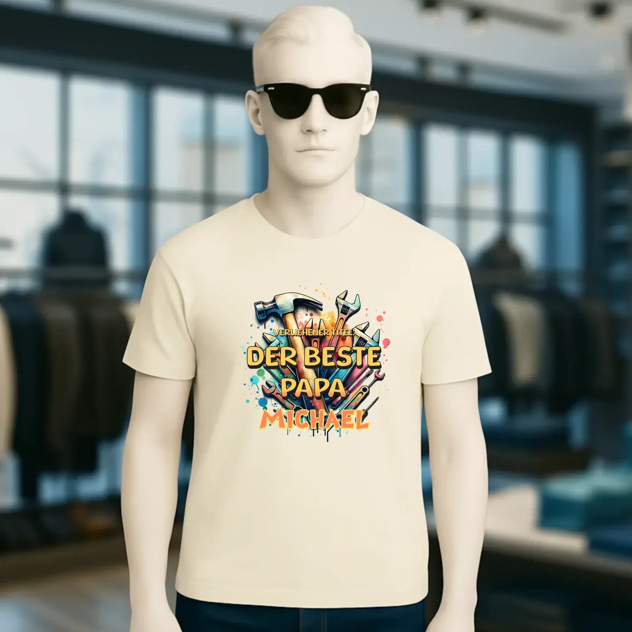 Verliehener Titel: Bester Papa + Wunschtext • Unisex Premium T-Shirt XS-5XL aus Bio-Baumwolle für Damen & Herren • Exklusivdesign • personalisiert
