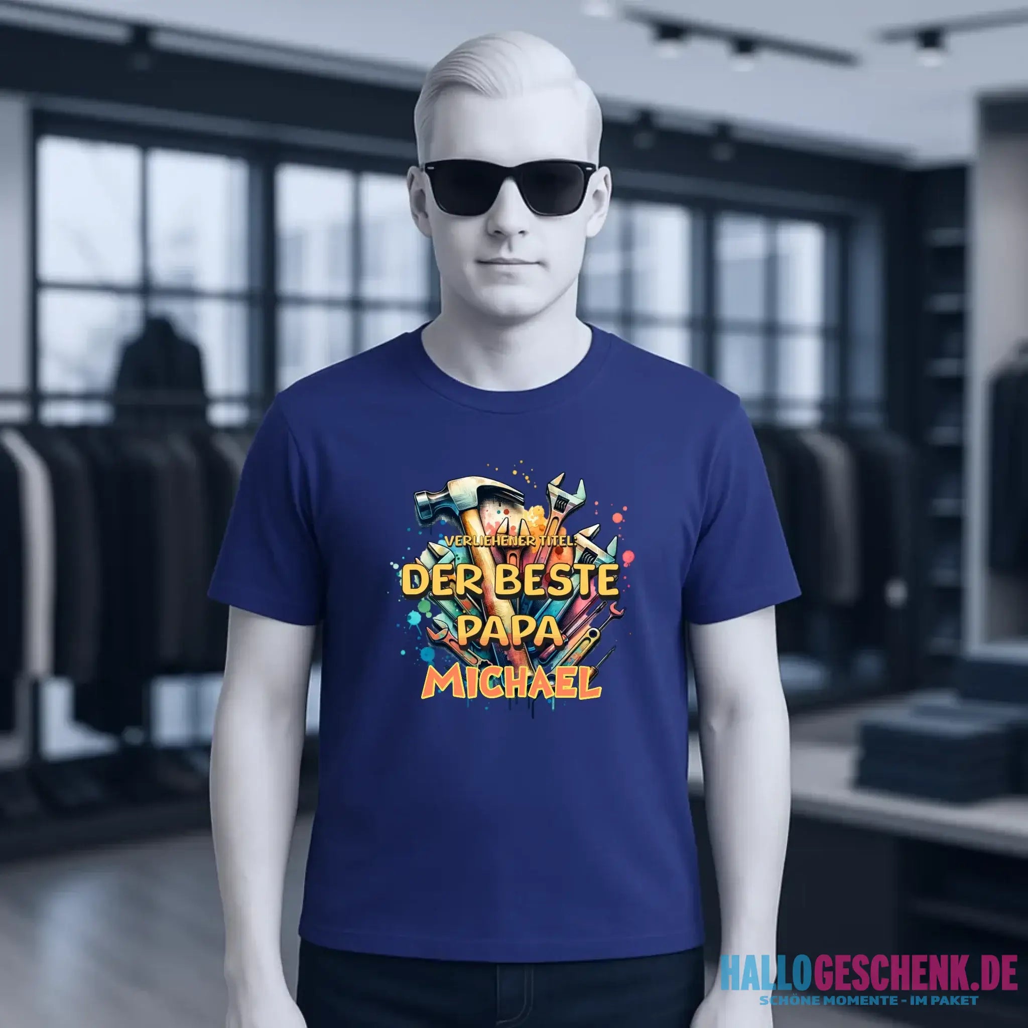 Verliehener Titel: Bester Papa + Wunschtext • Unisex Premium T-Shirt XS-5XL aus Bio-Baumwolle für Damen & Herren • Exklusivdesign • personalisiert