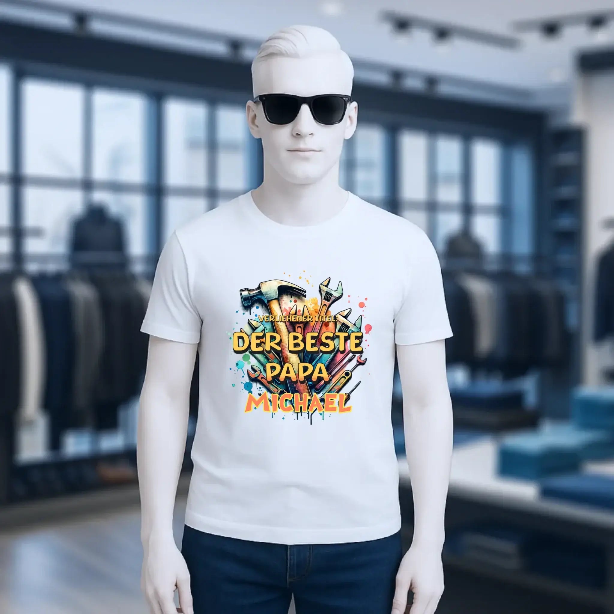 Verliehener Titel: Bester Papa + Wunschtext • Unisex Premium T-Shirt XS-5XL aus Bio-Baumwolle für Damen & Herren • Exklusivdesign • personalisiert