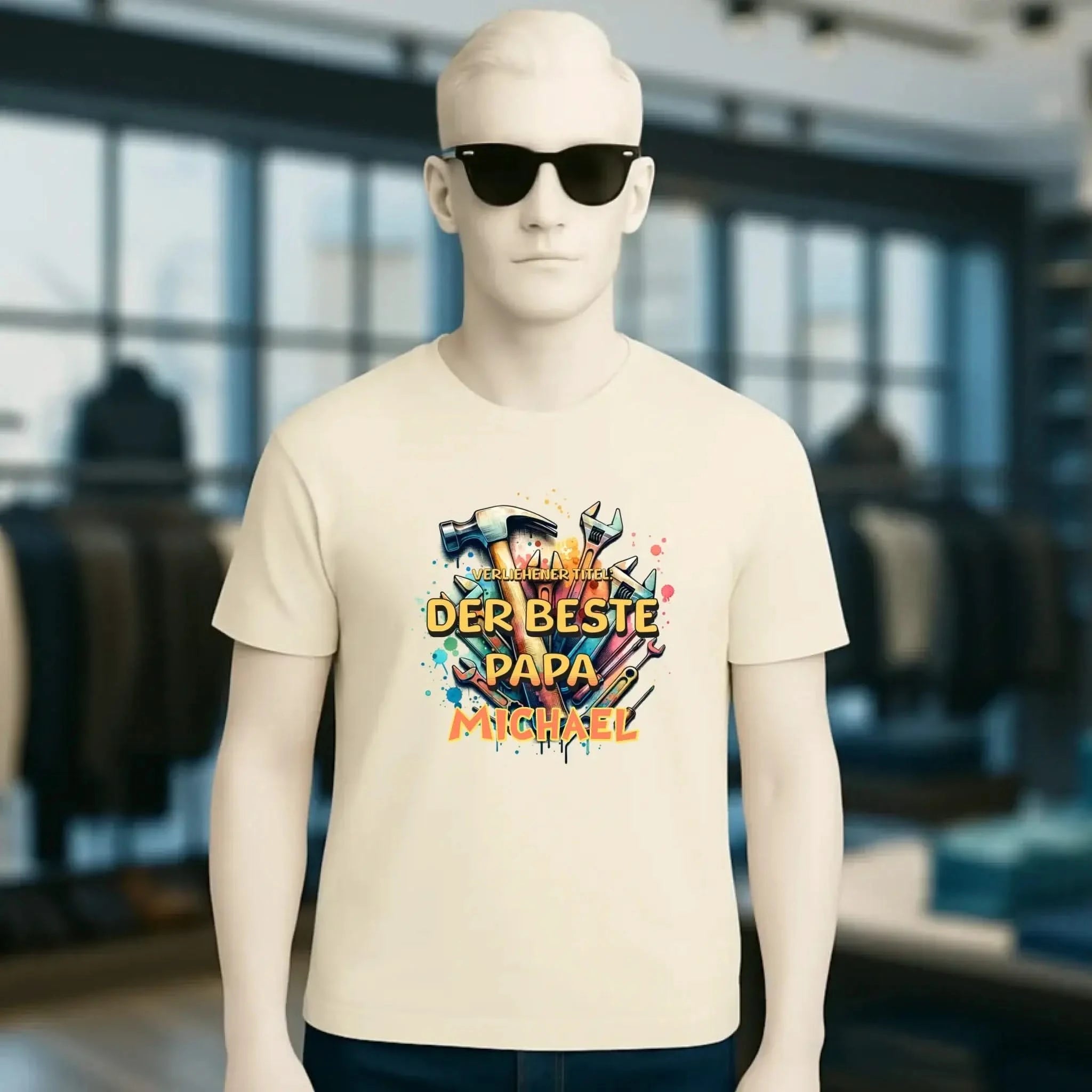 Verliehener Titel: Bester Papa + Wunschtext • Unisex Premium T-Shirt XS-5XL aus Bio-Baumwolle für Damen & Herren • Exklusivdesign • personalisiert
