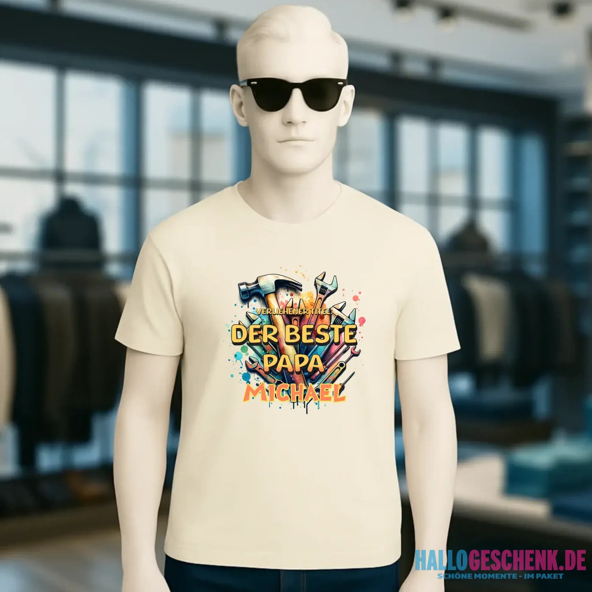 Verliehener Titel: Bester Papa + Wunschtext • Unisex Premium T-Shirt XS-5XL aus Bio-Baumwolle für Damen & Herren • Exklusivdesign • personalisiert