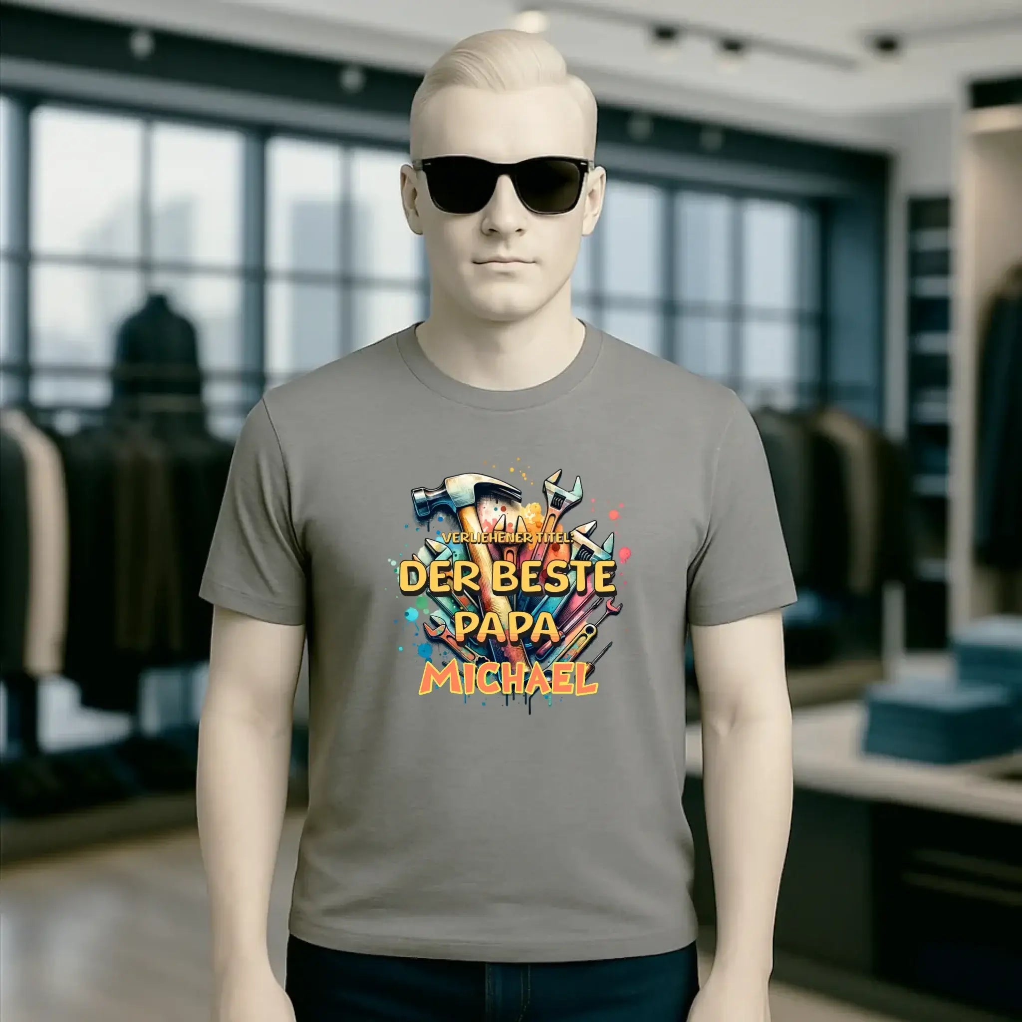 Verliehener Titel: Bester Papa + Wunschtext • Unisex Premium T-Shirt XS-5XL aus Bio-Baumwolle für Damen & Herren • Exklusivdesign • personalisiert