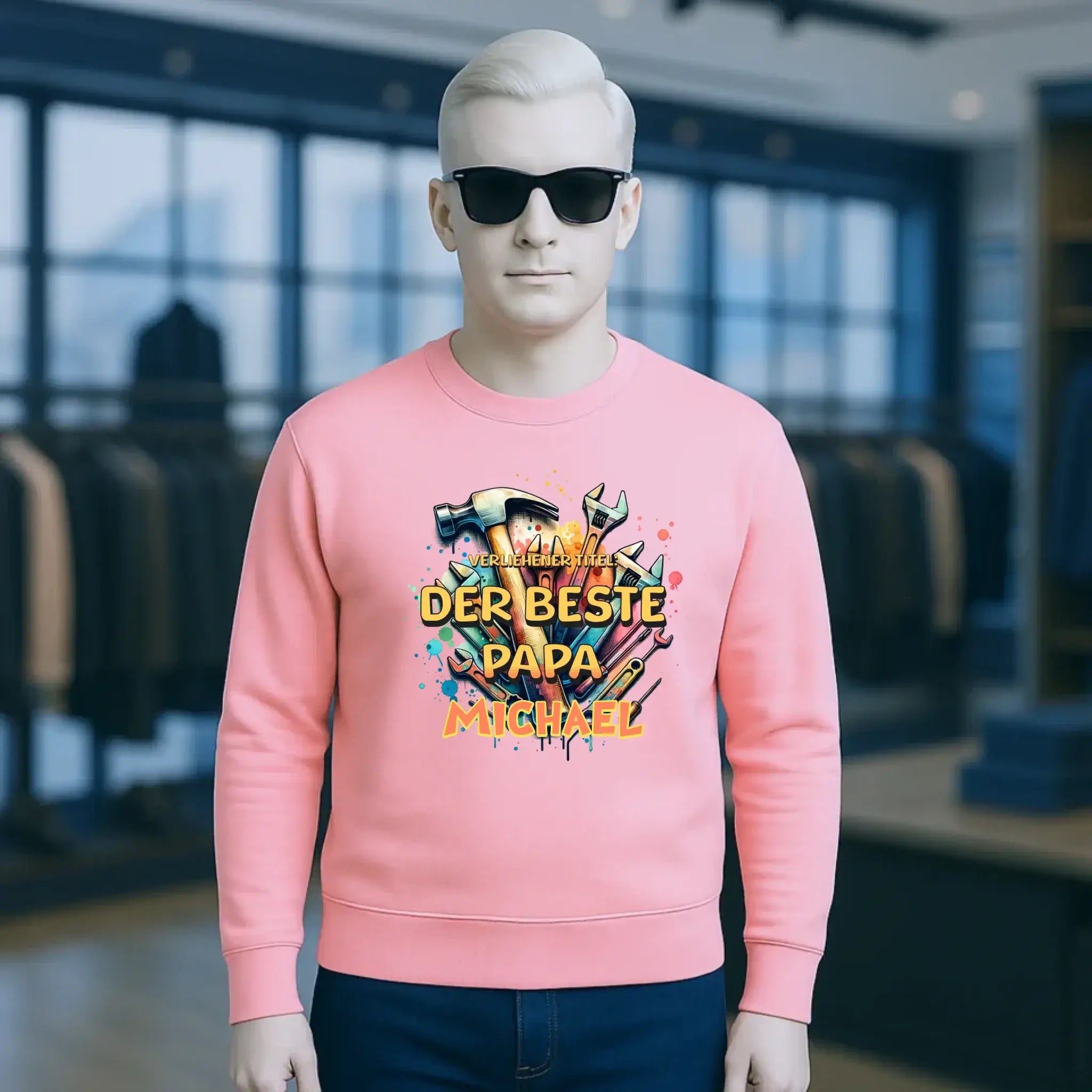 Verliehener Titel: Bester Papa + Wunschtext • Unisex Sweatshirt Bio-Baumwolle in 4 Farben XS-3XL • personalisiert