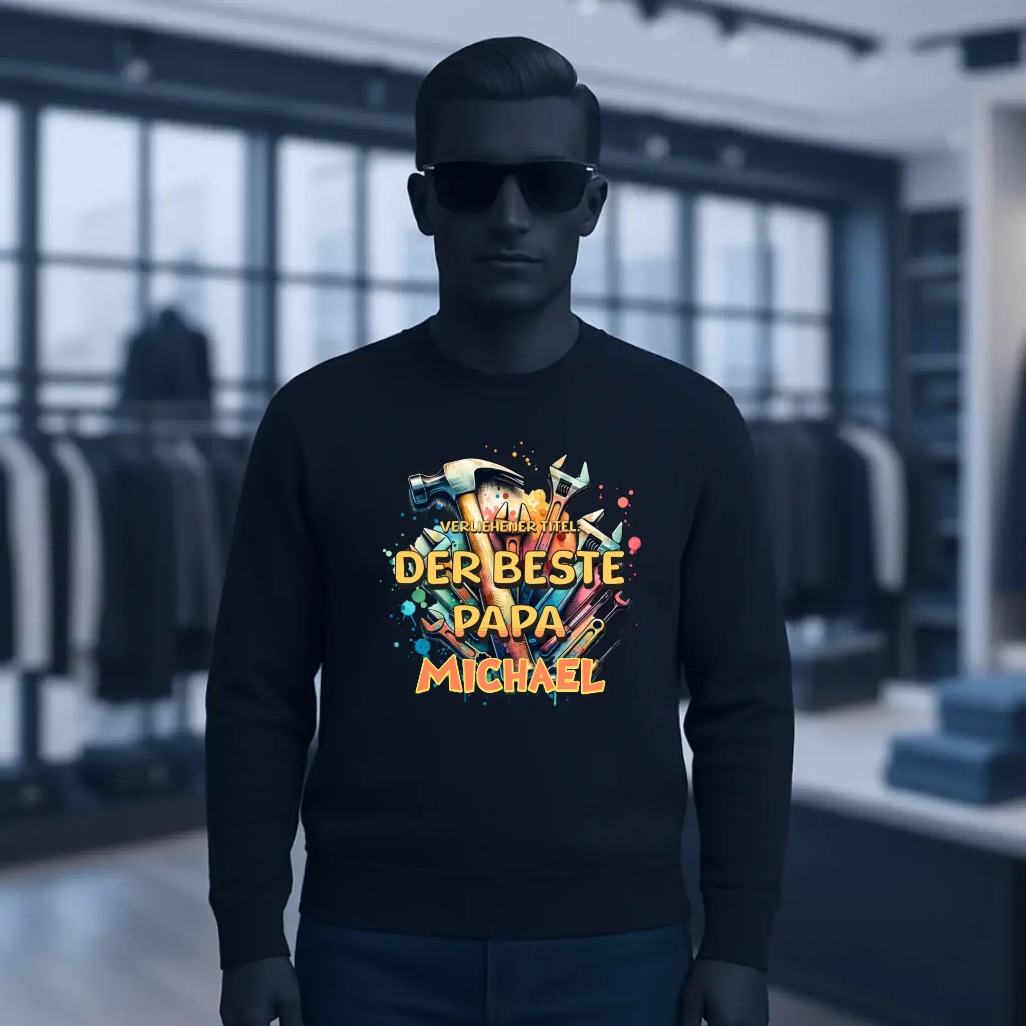 Verliehener Titel: Bester Papa + Wunschtext • Unisex Sweatshirt Bio-Baumwolle in 4 Farben XS-3XL • personalisiert
