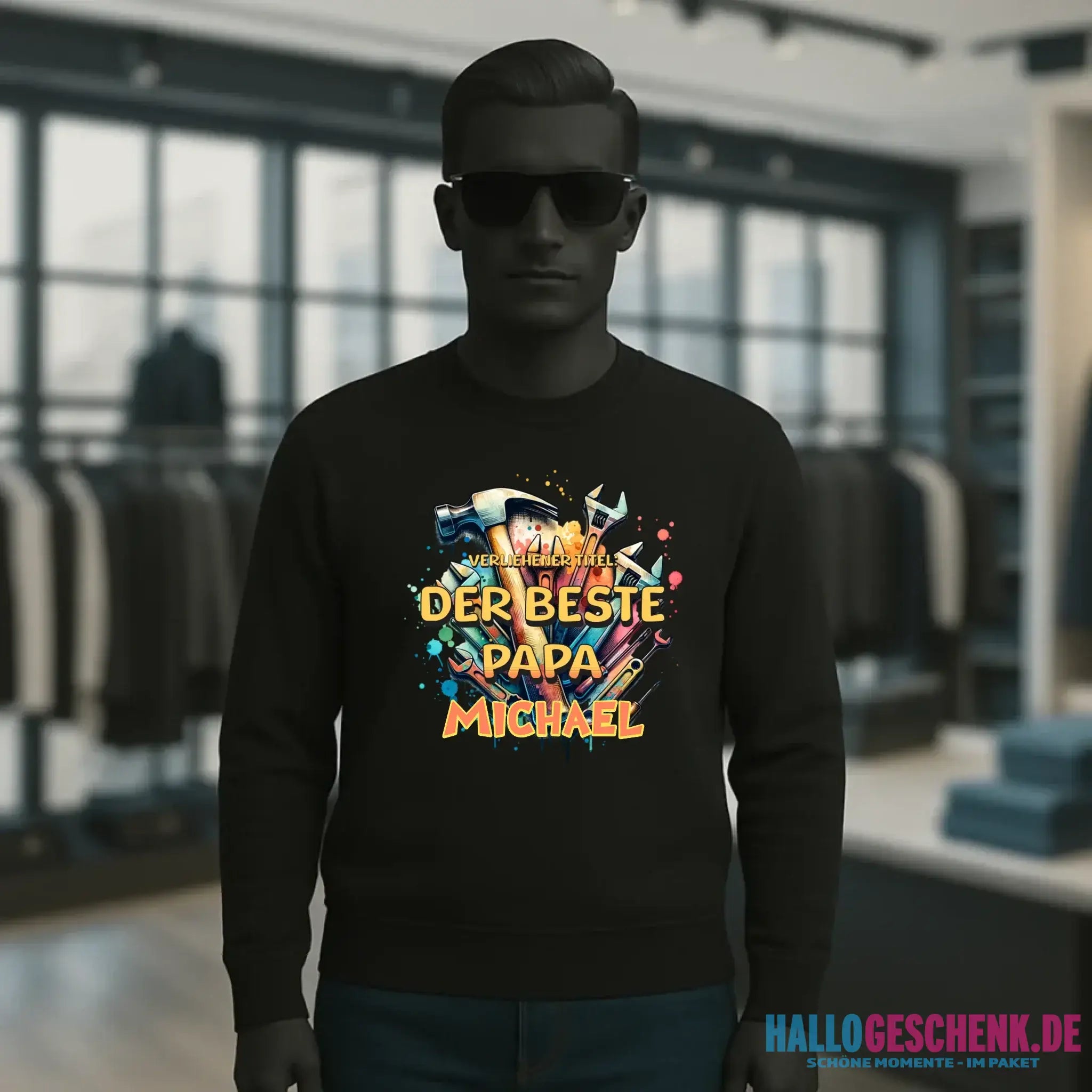 Verliehener Titel: Bester Papa + Wunschtext • Unisex Sweatshirt Bio-Baumwolle in 4 Farben XS-3XL • personalisiert