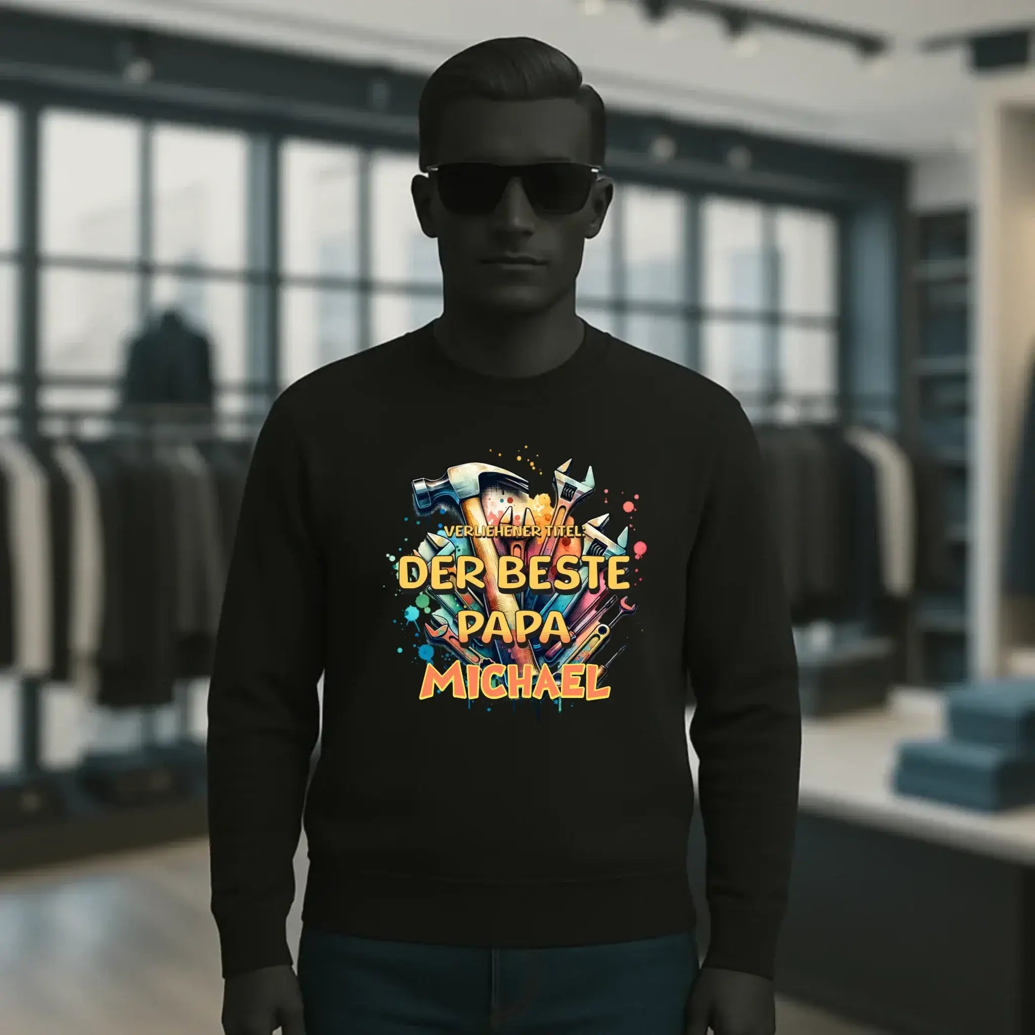 Verliehener Titel: Bester Papa + Wunschtext • Unisex Sweatshirt Bio-Baumwolle in 4 Farben XS-3XL • personalisiert