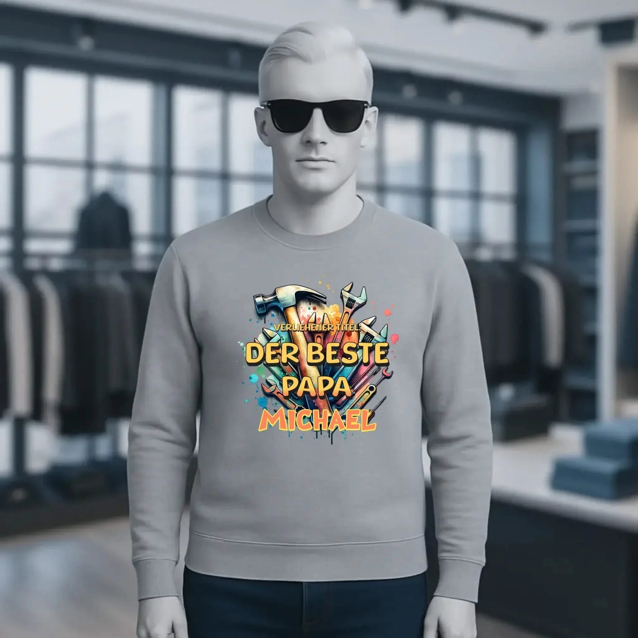 Verliehener Titel: Bester Papa + Wunschtext • Unisex Sweatshirt Bio-Baumwolle in 4 Farben XS-3XL • personalisiert