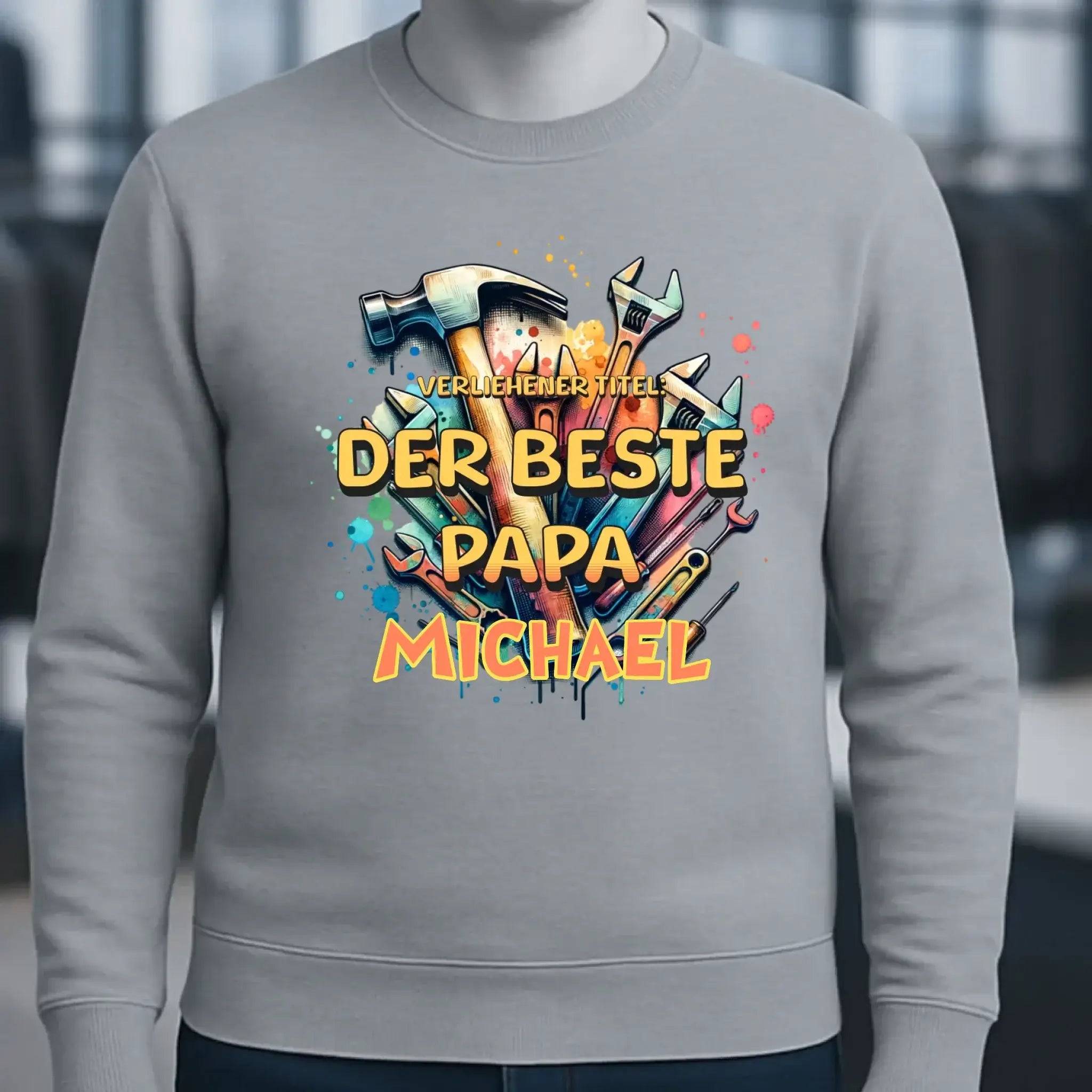 Verliehener Titel: Bester Papa + Wunschtext • Unisex Sweatshirt Bio-Baumwolle in 4 Farben XS-3XL • personalisiert
