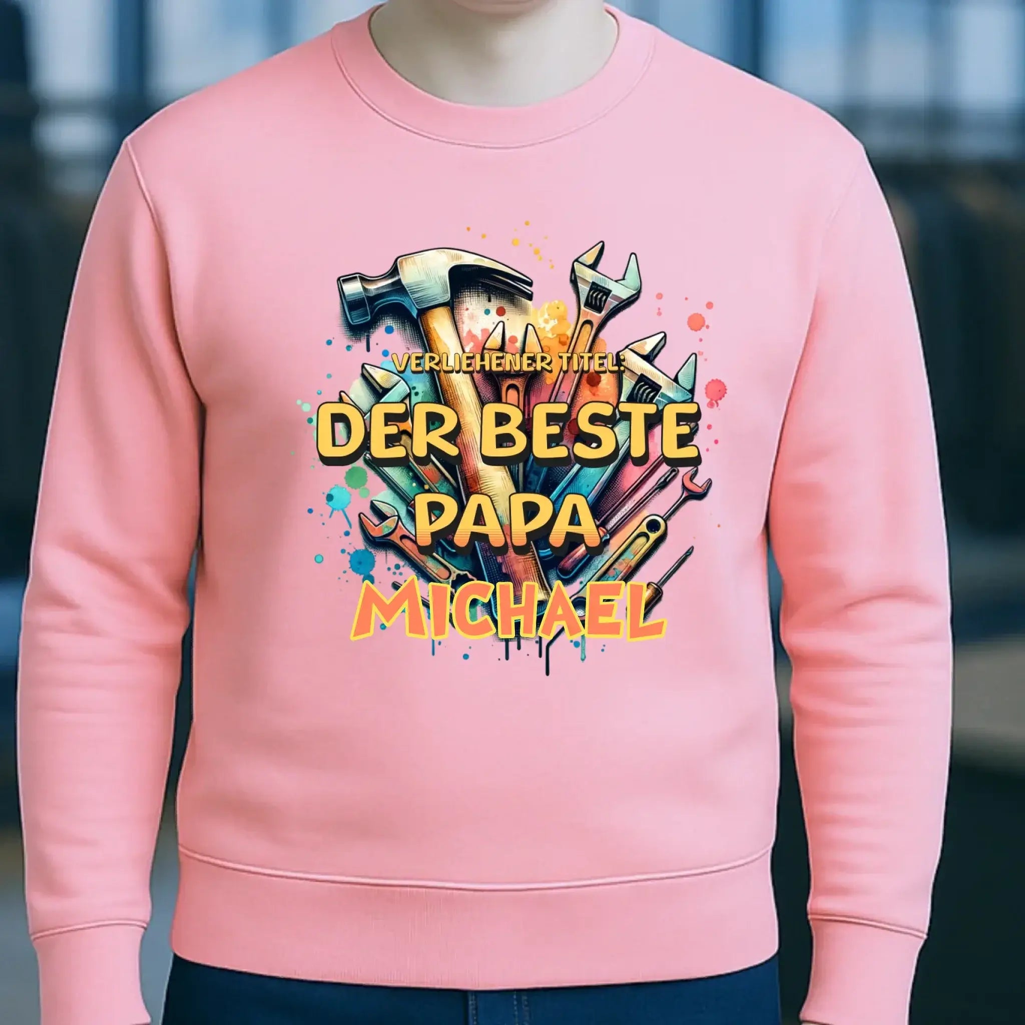 Verliehener Titel: Bester Papa + Wunschtext • Unisex Sweatshirt Bio-Baumwolle in 4 Farben XS-3XL • personalisiert