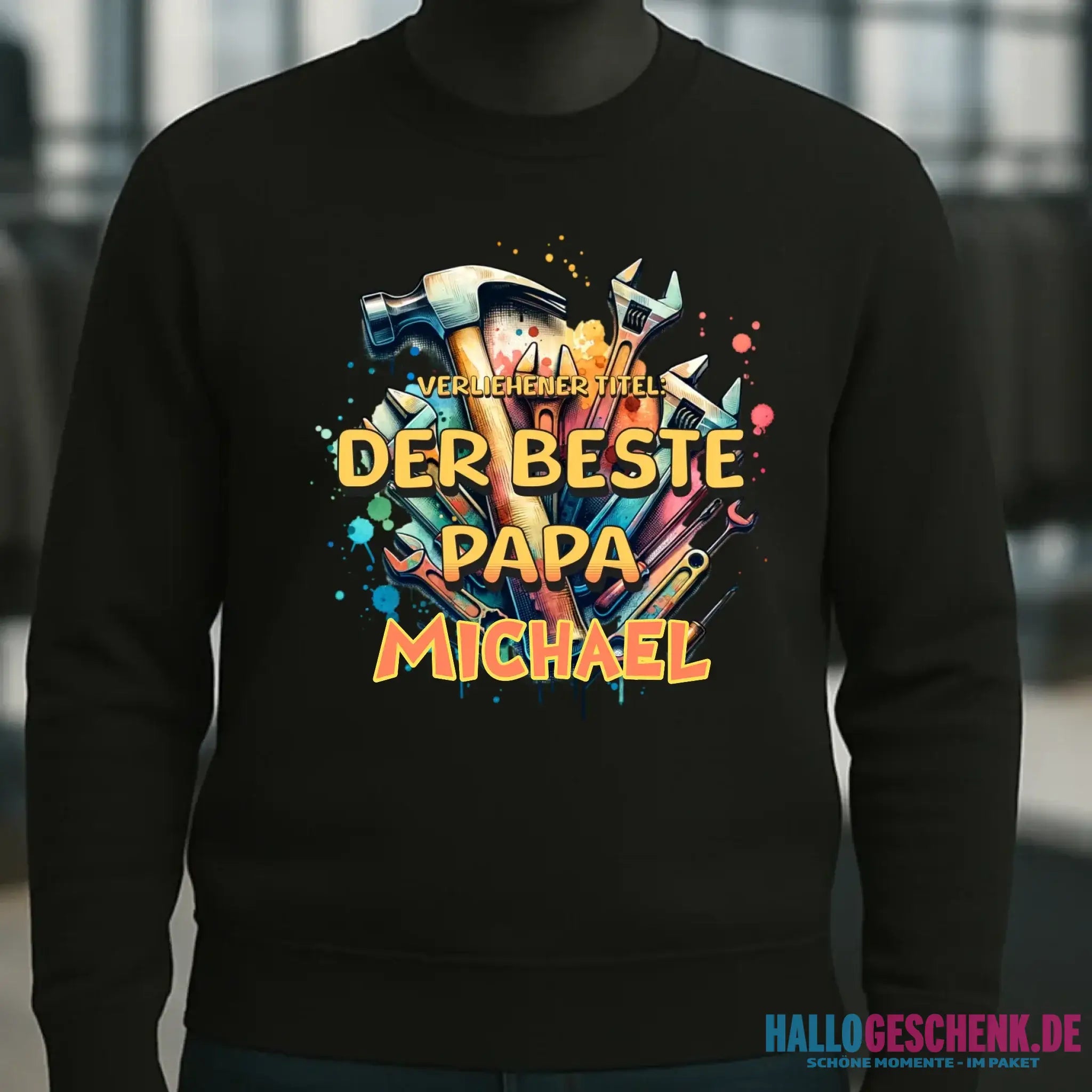 Verliehener Titel: Bester Papa + Wunschtext • Unisex Sweatshirt Bio-Baumwolle in 4 Farben XS-3XL • personalisiert