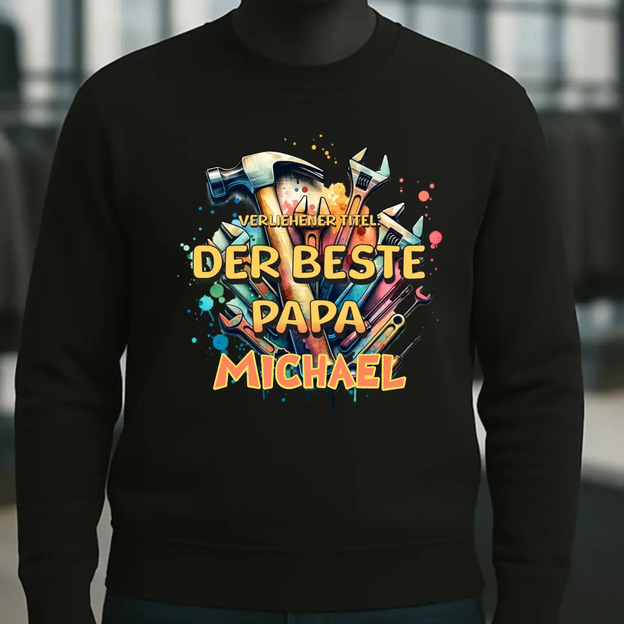 Verliehener Titel: Bester Papa + Wunschtext • Unisex Sweatshirt Bio-Baumwolle in 4 Farben XS-3XL • personalisiert