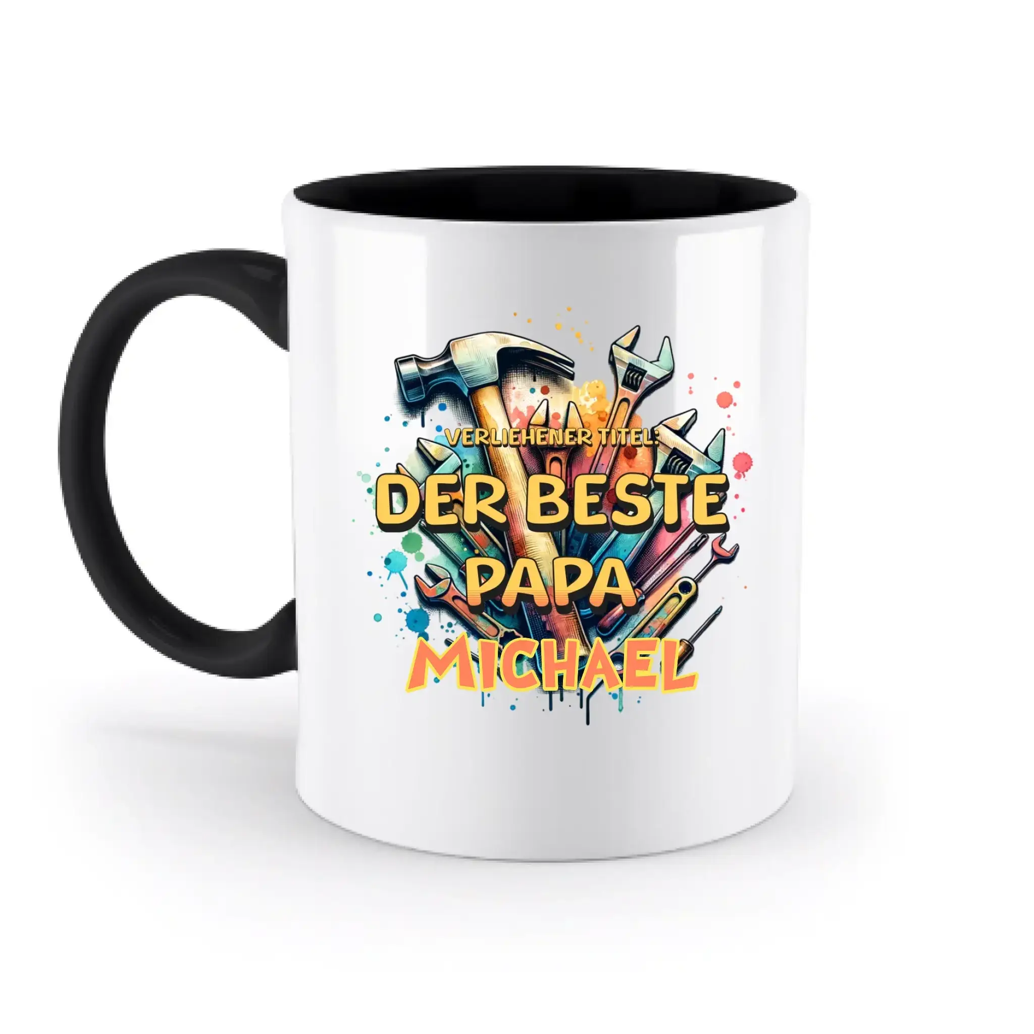 Verliehener Titel: Bester Papa + Wunschtext • zweifarbige Tasse • Exklusivdesign • personalisiert