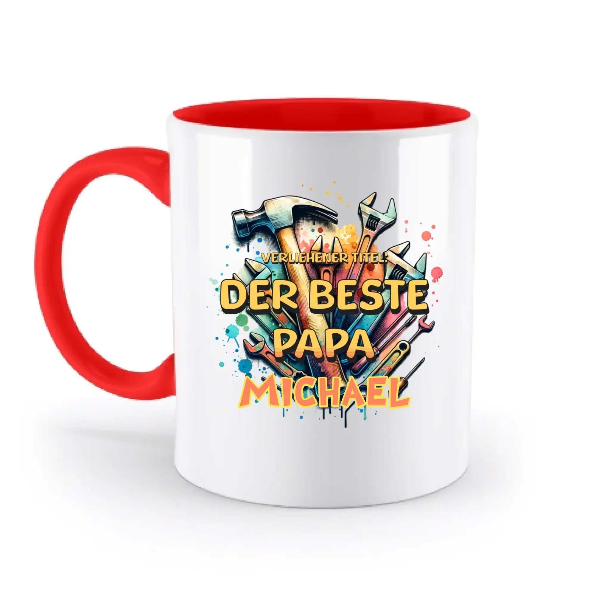 Verliehener Titel: Bester Papa + Wunschtext • zweifarbige Tasse • Exklusivdesign • personalisiert