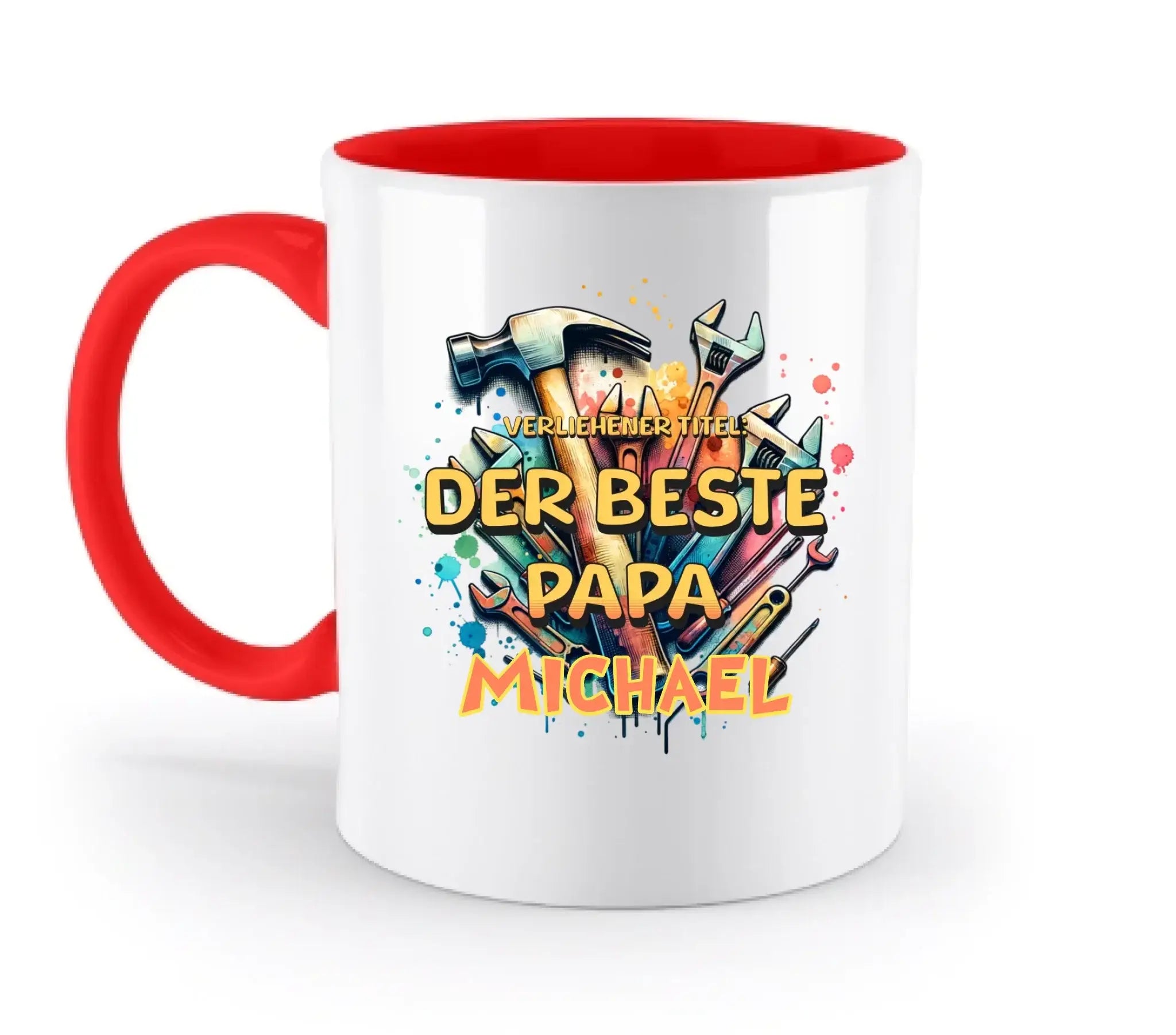Verliehener Titel: Bester Papa + Wunschtext • zweifarbige Tasse • Exklusivdesign • personalisiert