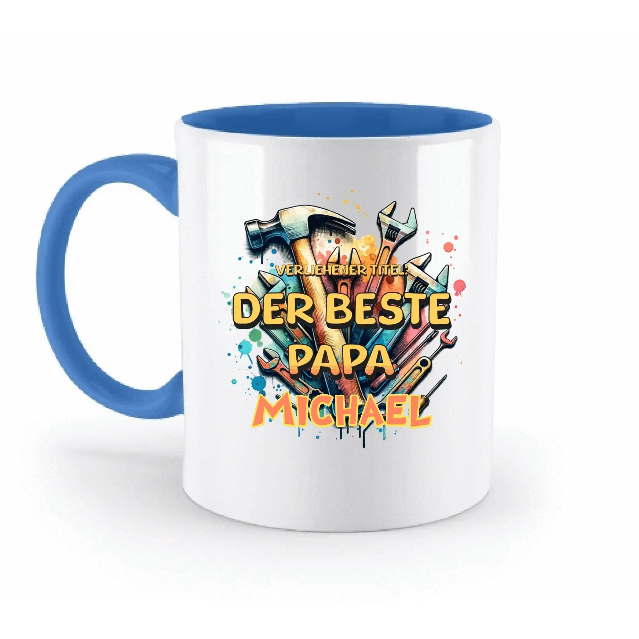 Verliehener Titel: Bester Papa + Wunschtext • zweifarbige Tasse • Exklusivdesign • personalisiert