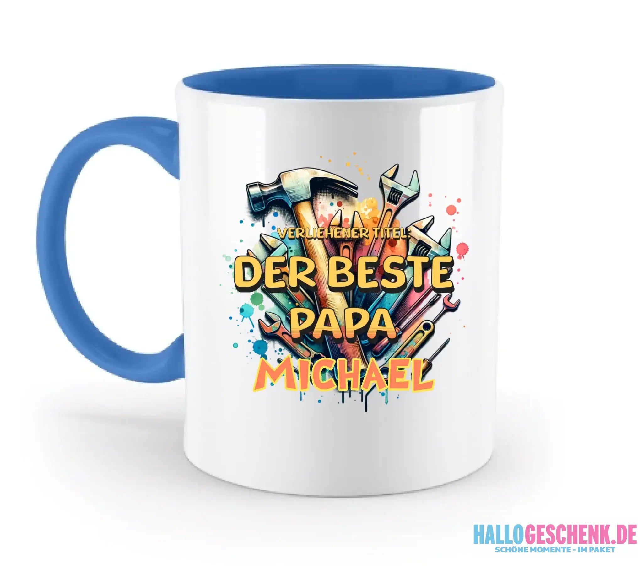 Verliehener Titel: Bester Papa + Wunschtext • zweifarbige Tasse • Exklusivdesign • personalisiert
