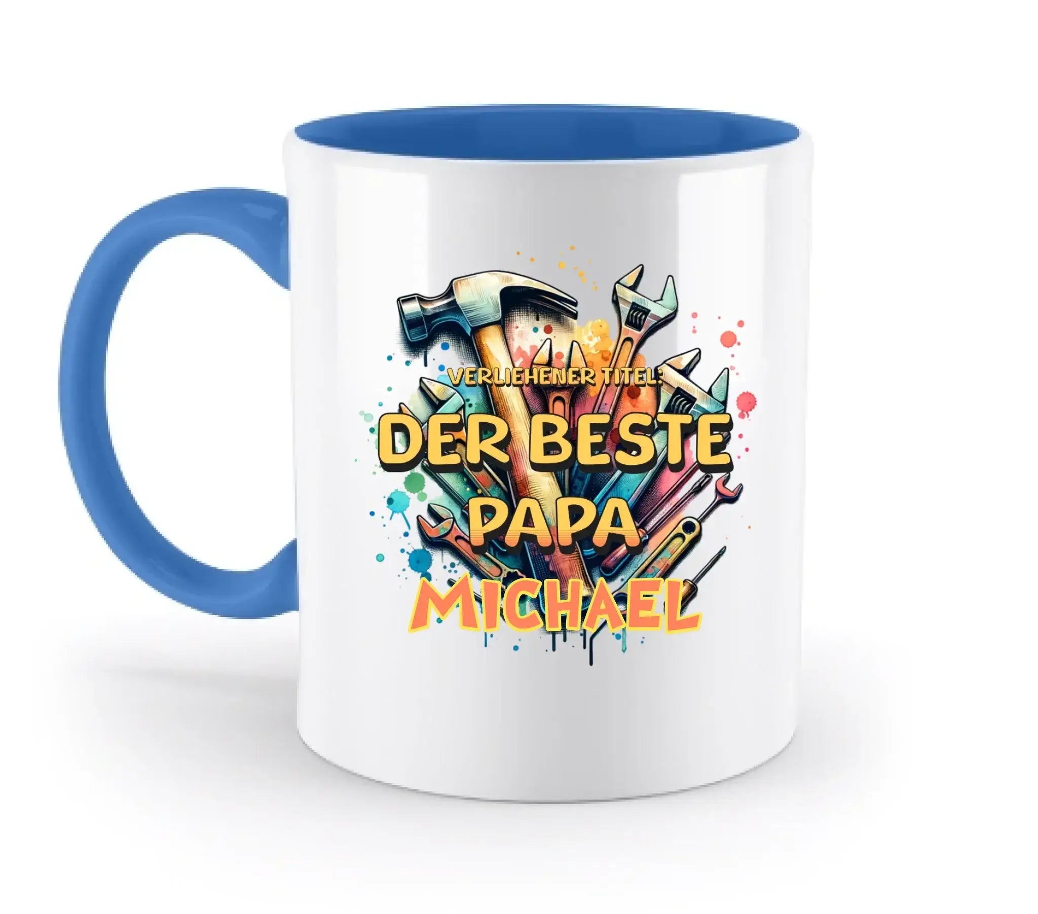 Verliehener Titel: Bester Papa + Wunschtext • zweifarbige Tasse • Exklusivdesign • personalisiert