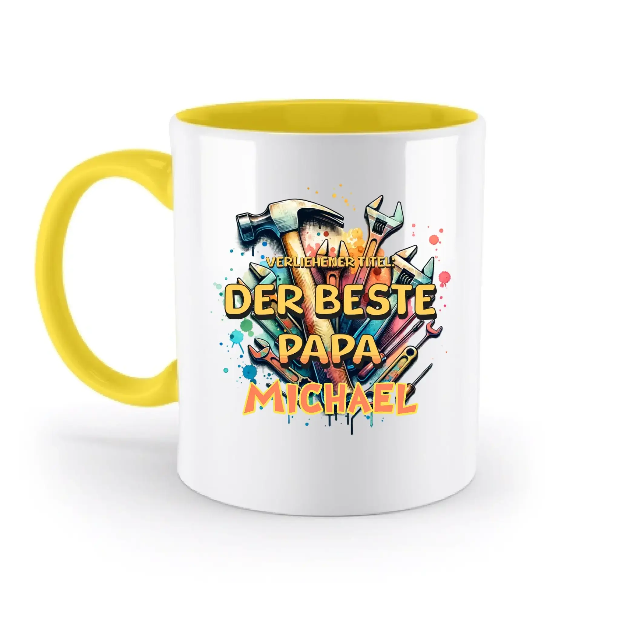 Verliehener Titel: Bester Papa + Wunschtext • zweifarbige Tasse • Exklusivdesign • personalisiert