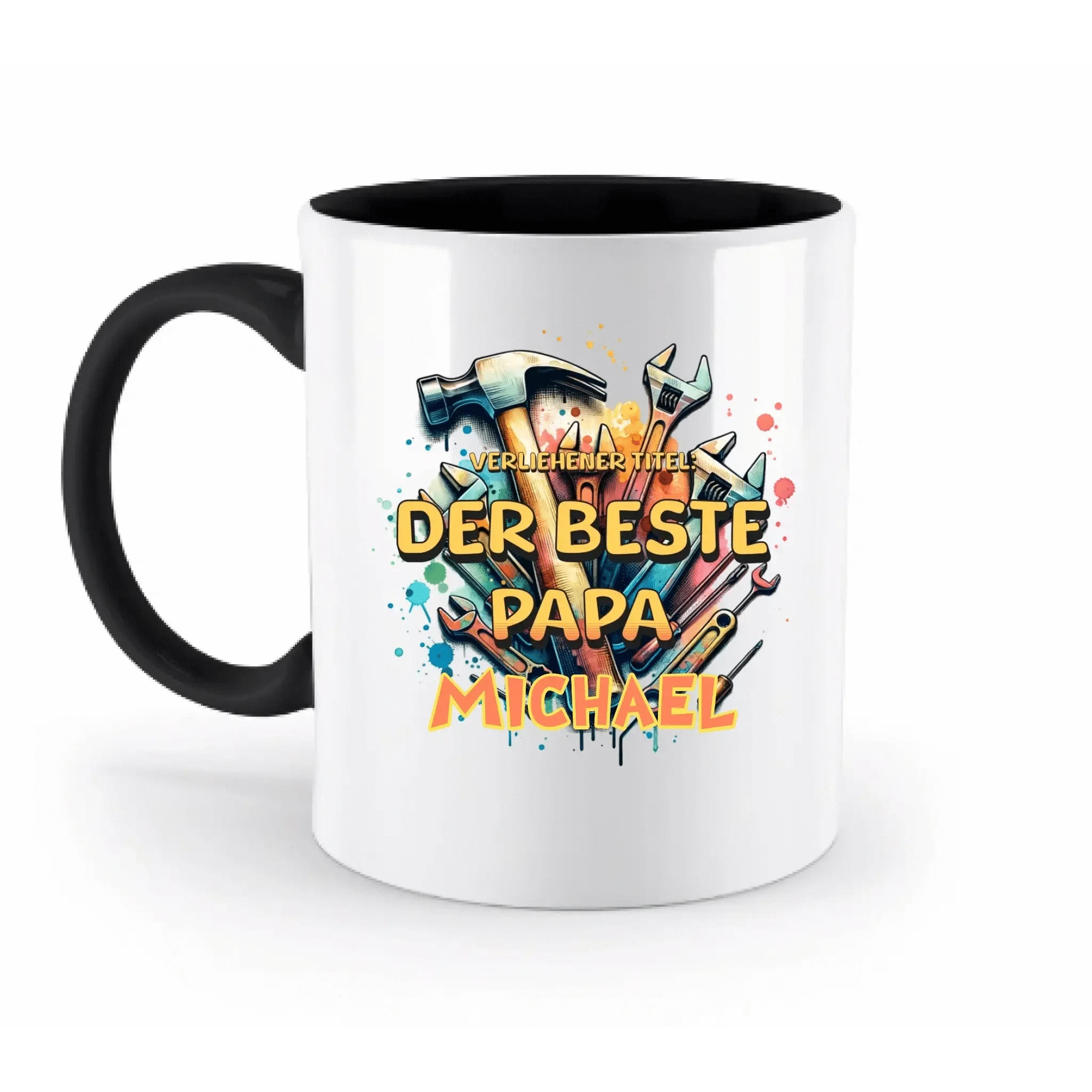 Verliehener Titel: Bester Papa + Wunschtext • zweifarbige Tasse • Exklusivdesign • personalisiert