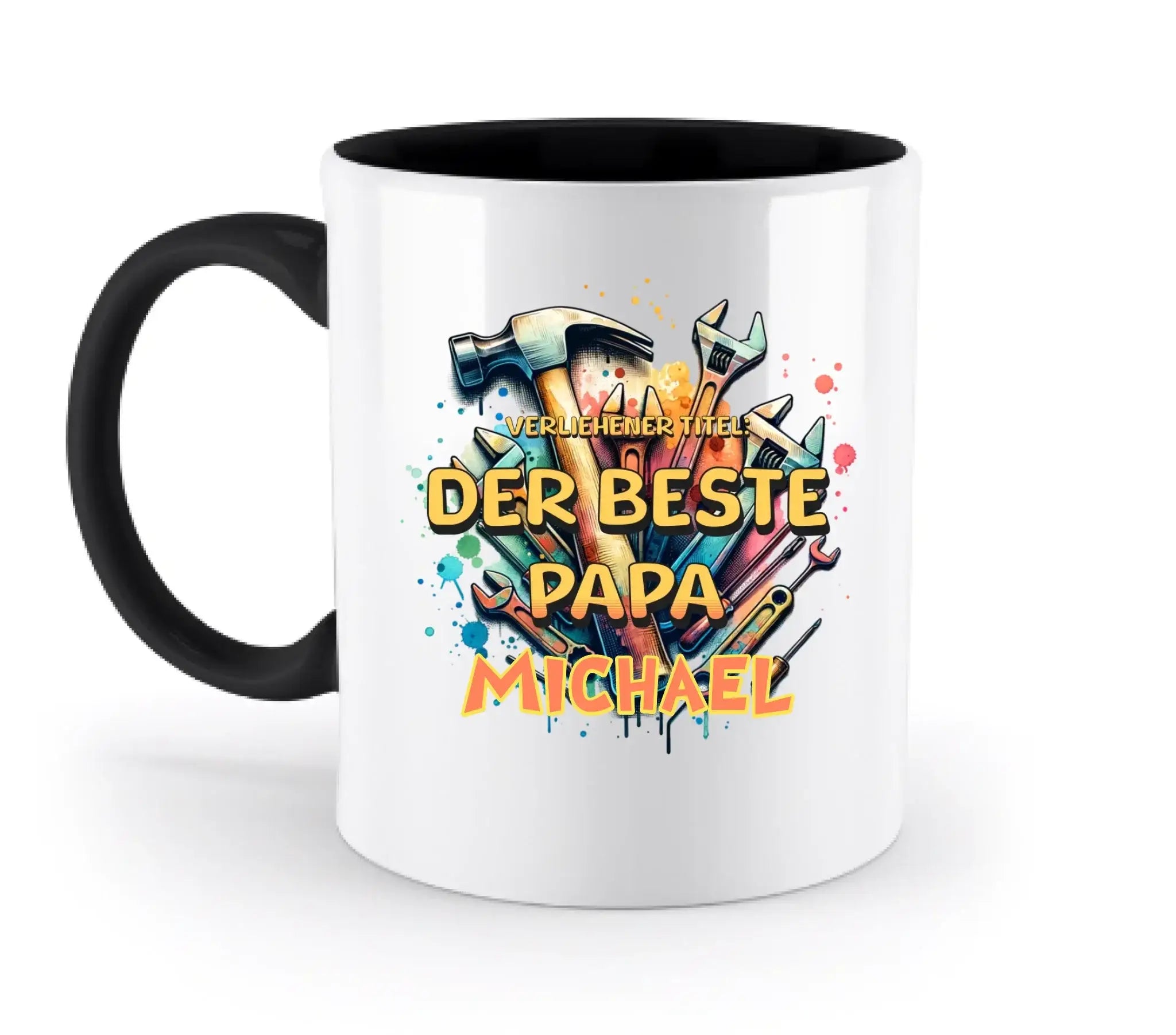Verliehener Titel: Bester Papa + Wunschtext • zweifarbige Tasse • Exklusivdesign • personalisiert