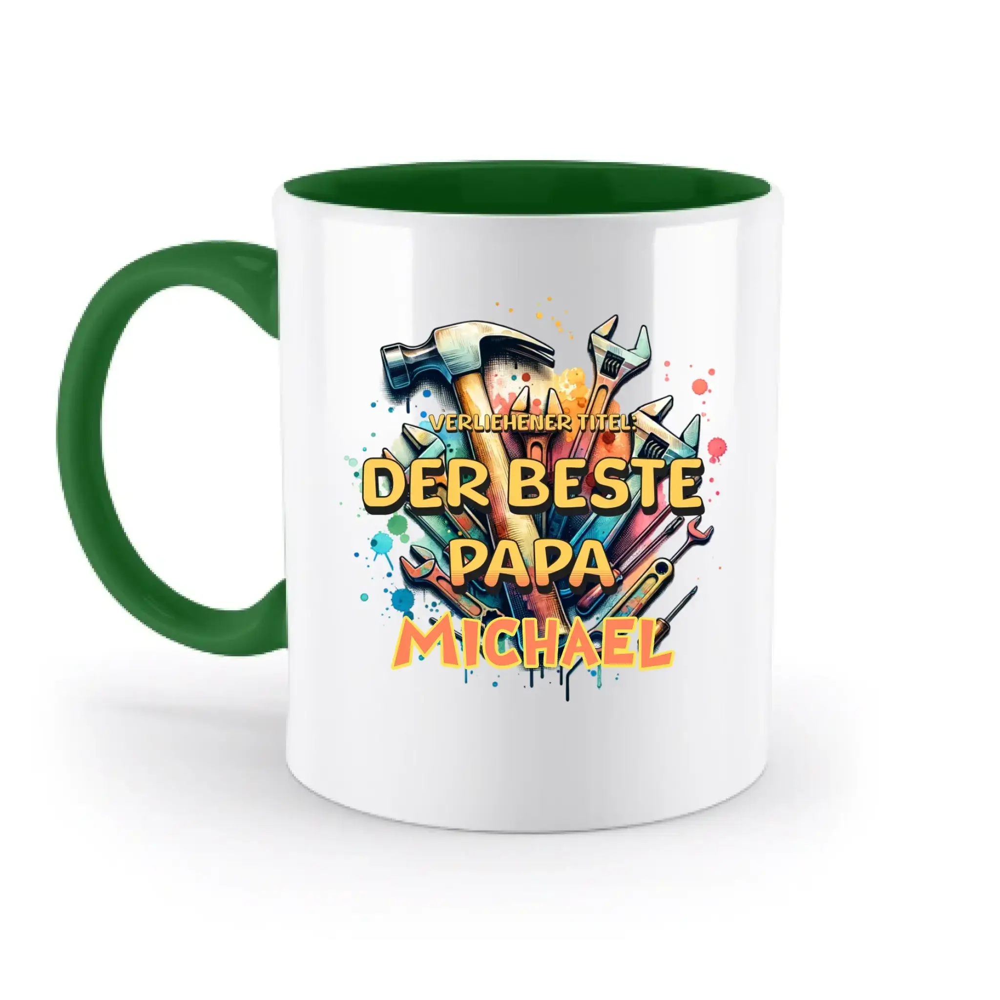 Verliehener Titel: Bester Papa + Wunschtext • zweifarbige Tasse • Exklusivdesign • personalisiert