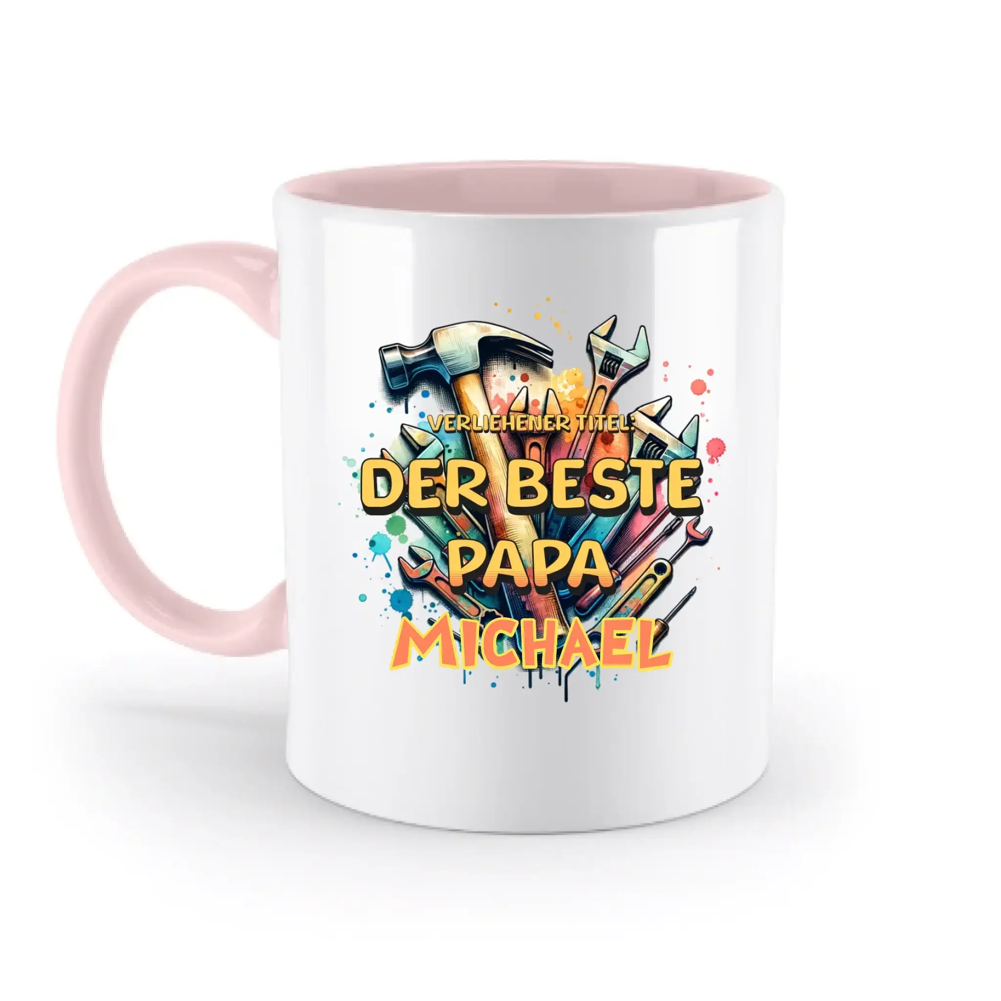 Verliehener Titel: Bester Papa + Wunschtext • zweifarbige Tasse • Exklusivdesign • personalisiert