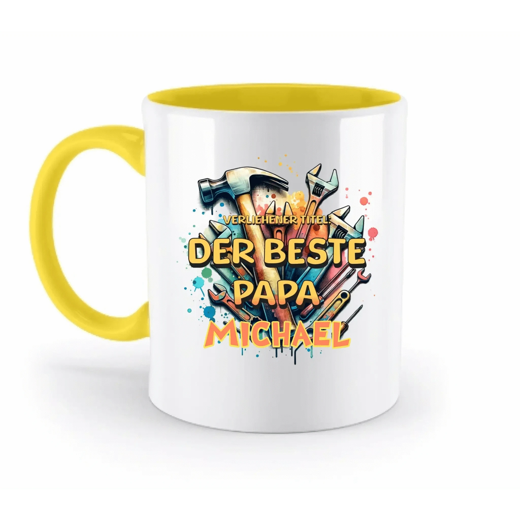 Verliehener Titel: Bester Papa + Wunschtext • zweifarbige Tasse • Exklusivdesign • personalisiert