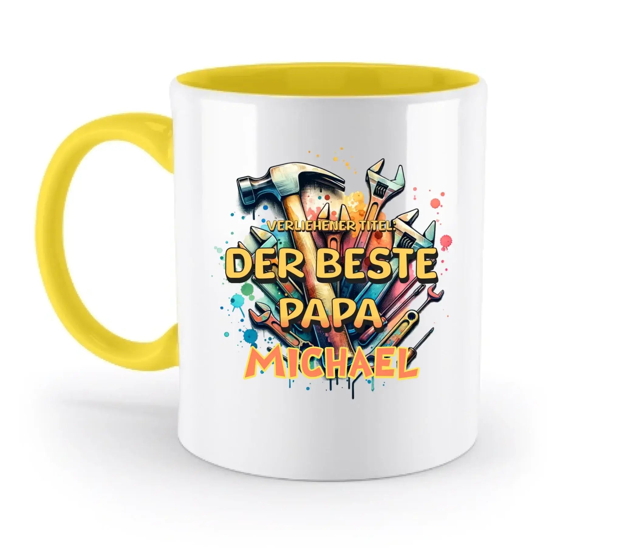 Verliehener Titel: Bester Papa + Wunschtext • zweifarbige Tasse • Exklusivdesign • personalisiert