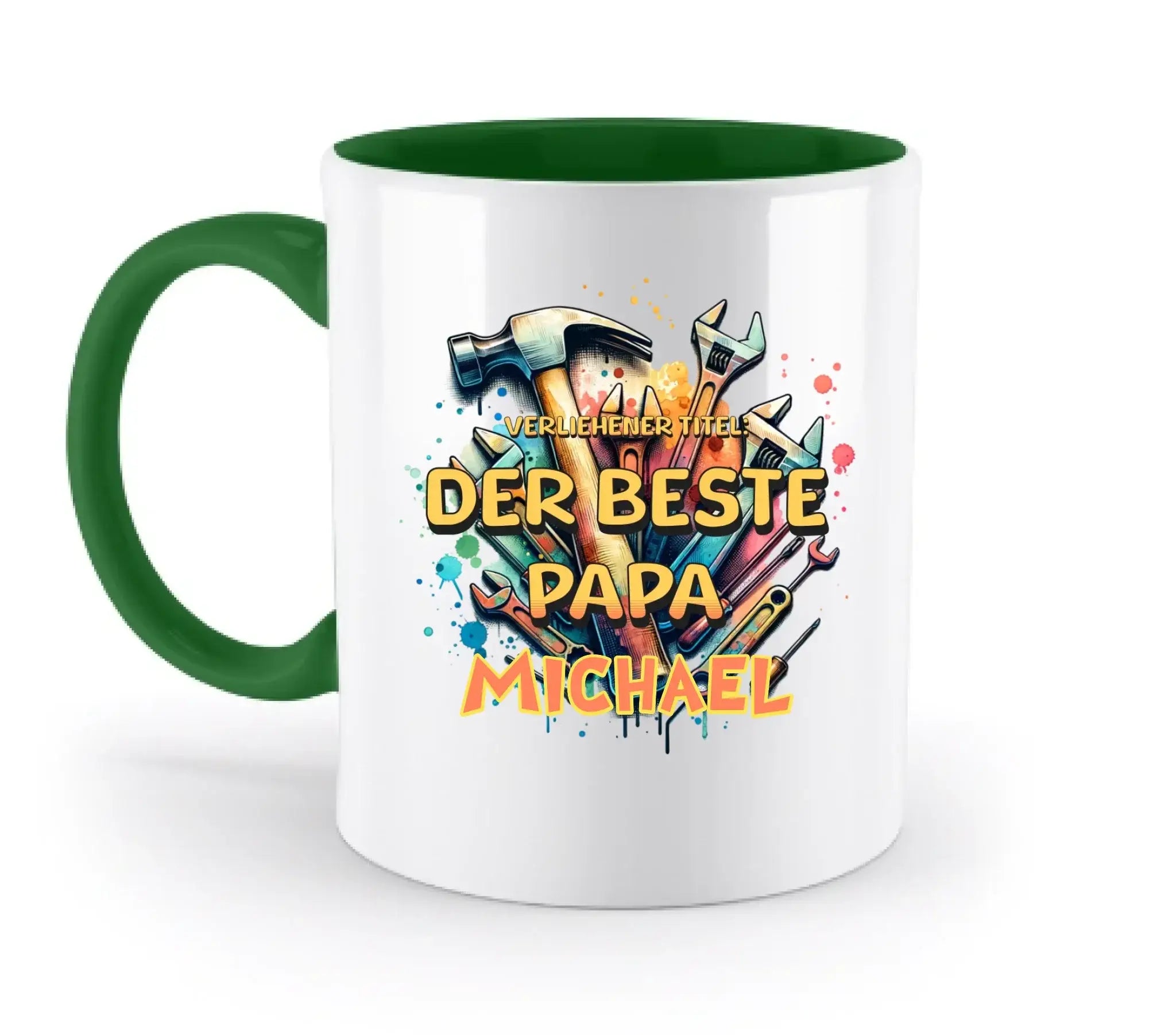 Verliehener Titel: Bester Papa + Wunschtext • zweifarbige Tasse • Exklusivdesign • personalisiert