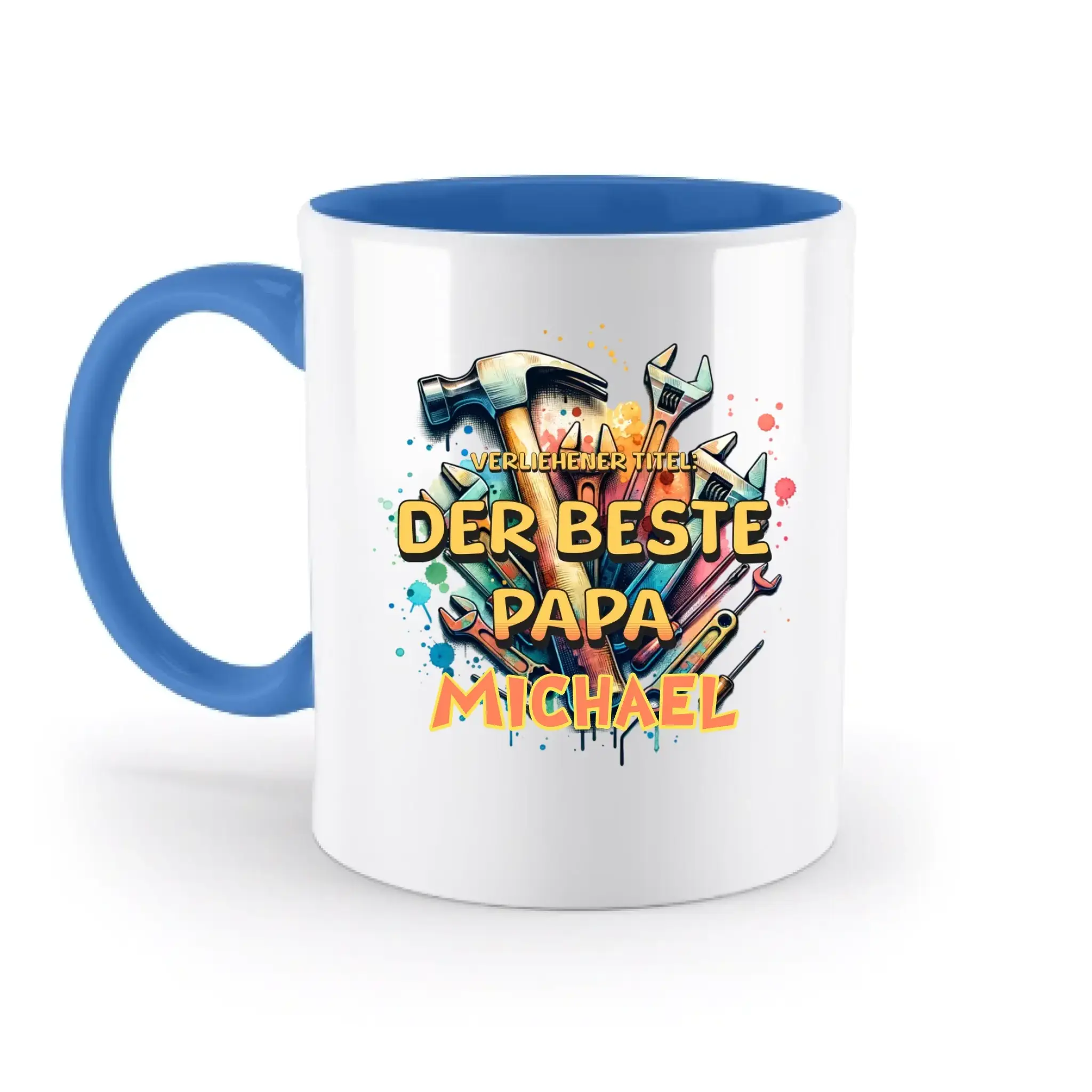 Verliehener Titel: Bester Papa + Wunschtext • zweifarbige Tasse • Exklusivdesign • personalisiert