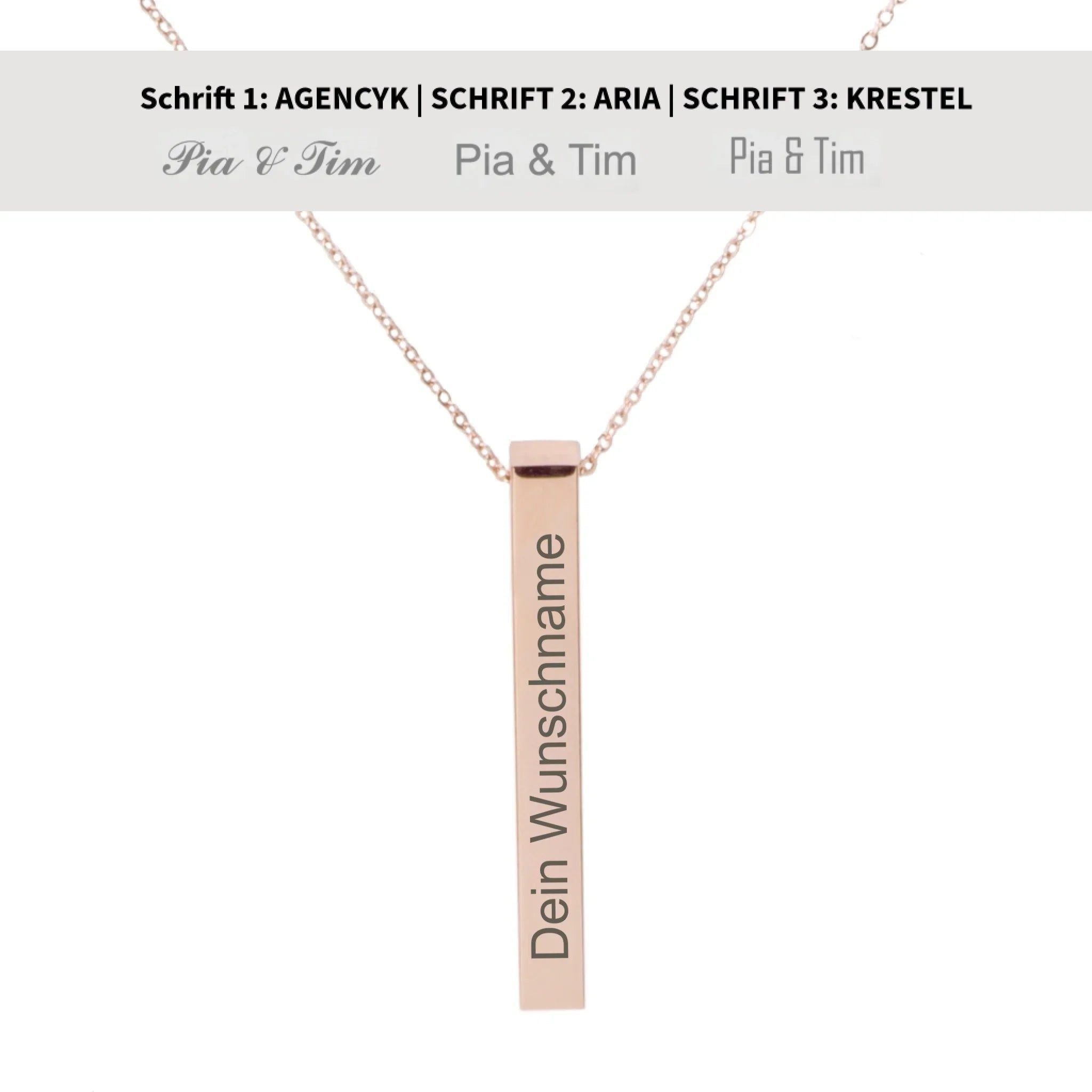 Vertikale Halskette Säule-3-Roségold