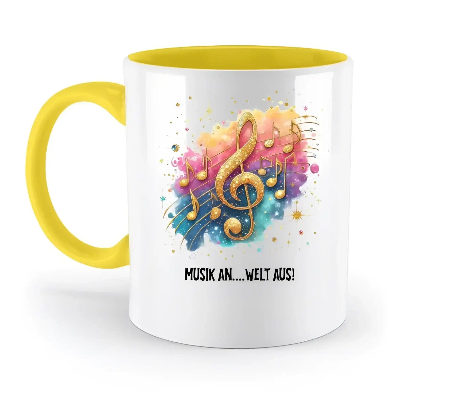 Wähle aus 25 Motiven • Fantasie Music Noten + Text • zweifarbige Tasse • Exklusivdesign • personalisiert