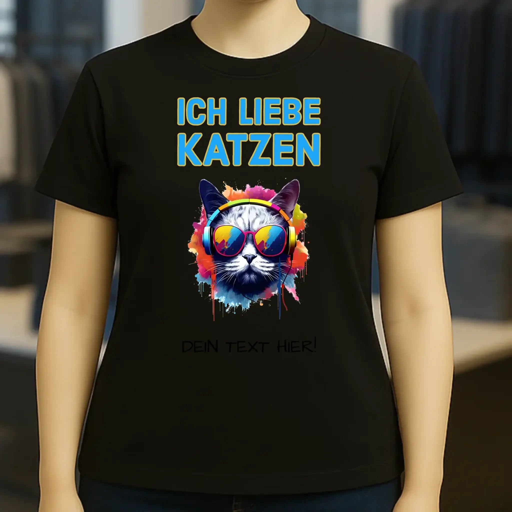 Wähle die Katze mit Motivauswahl + Text • Ladies Premium T-Shirt XS-2XL aus Bio-Baumwolle für Damen • Exklusivdesign • personalisiert