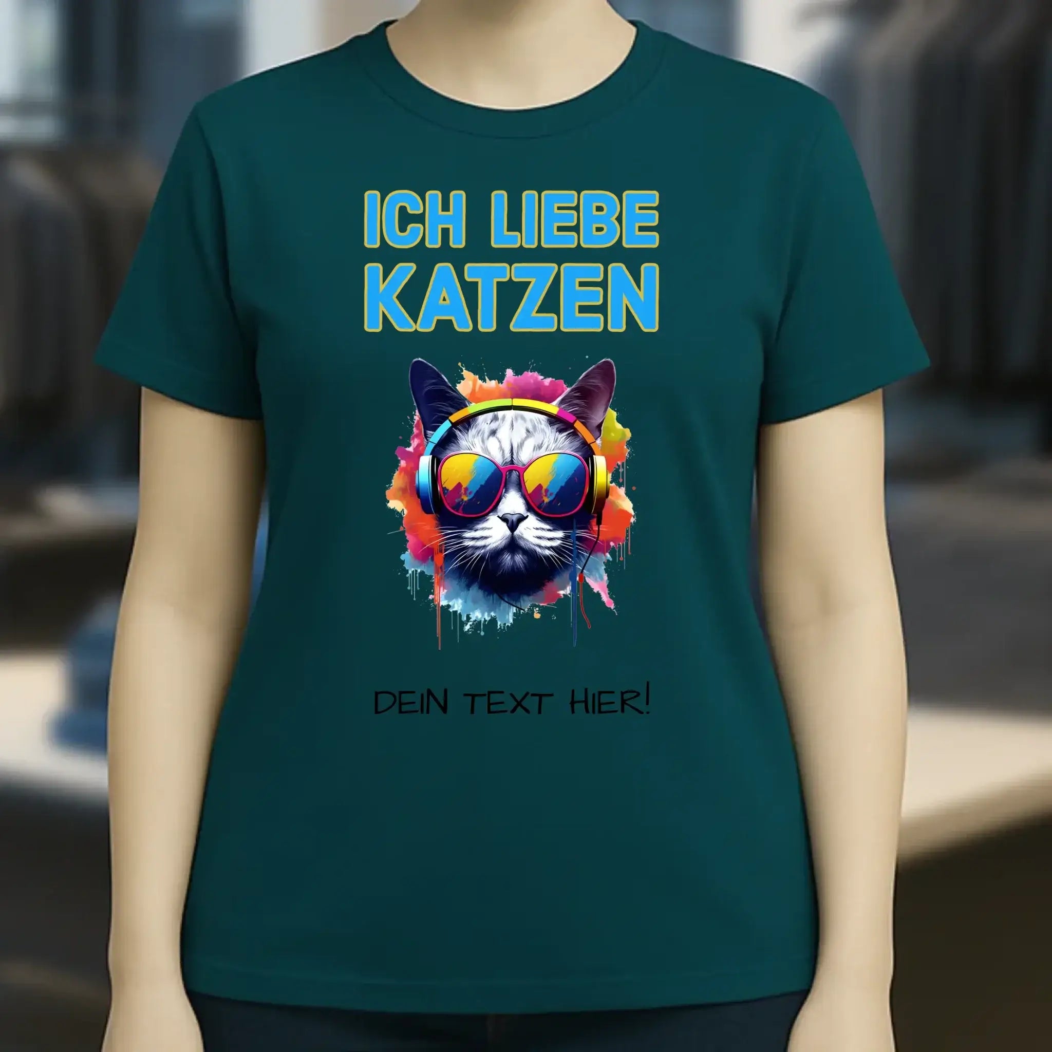 Wähle die Katze mit Motivauswahl + Text • Ladies Premium T-Shirt XS-2XL aus Bio-Baumwolle für Damen • Exklusivdesign • personalisiert
