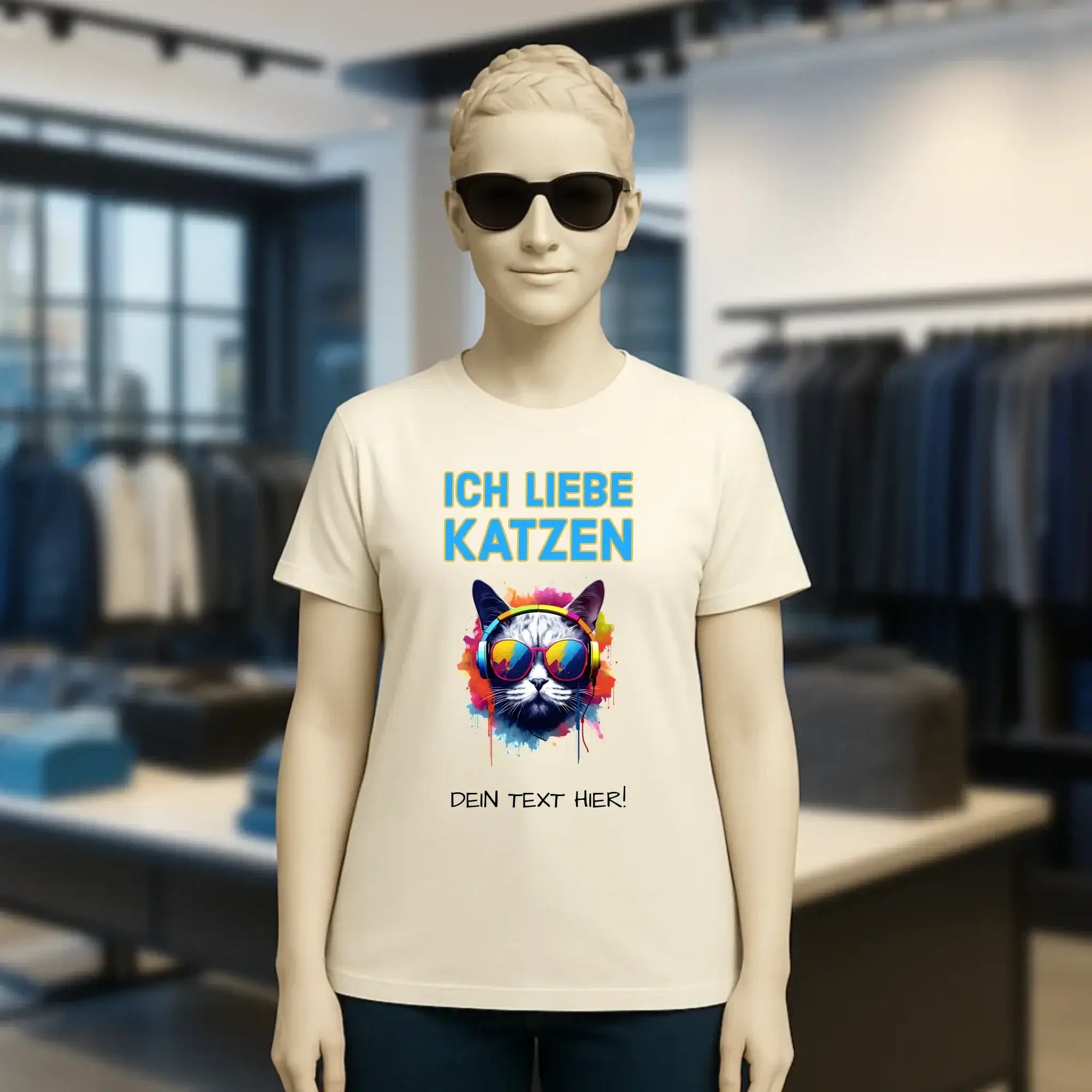 Wähle die Katze mit Motivauswahl + Text • Ladies Premium T-Shirt XS-2XL aus Bio-Baumwolle für Damen • Exklusivdesign • personalisiert