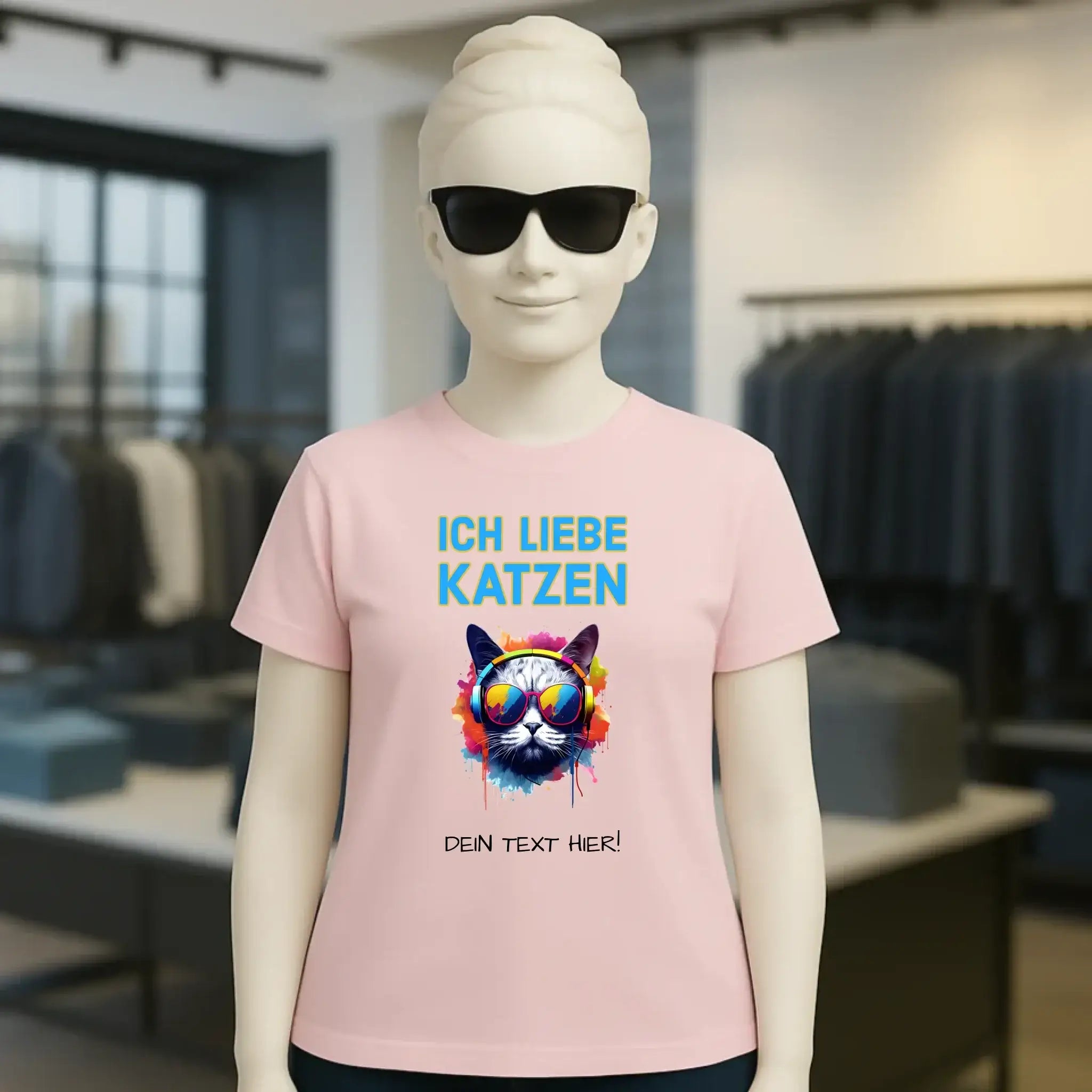 Wähle die Katze mit Motivauswahl + Text • Ladies Premium T-Shirt XS-2XL aus Bio-Baumwolle für Damen • Exklusivdesign • personalisiert