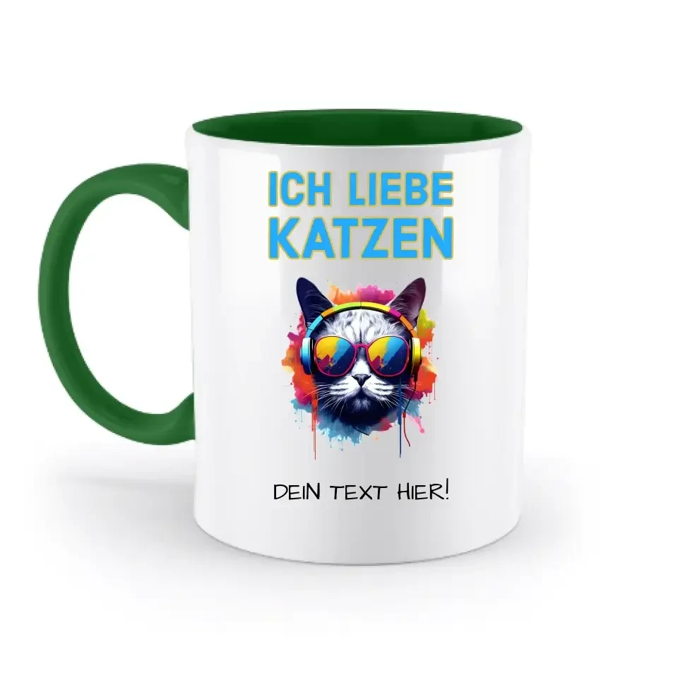 Wähle die Katze mit Motivauswahl + Text • zweifarbige Tasse • spülmaschinenfest • personalisiert