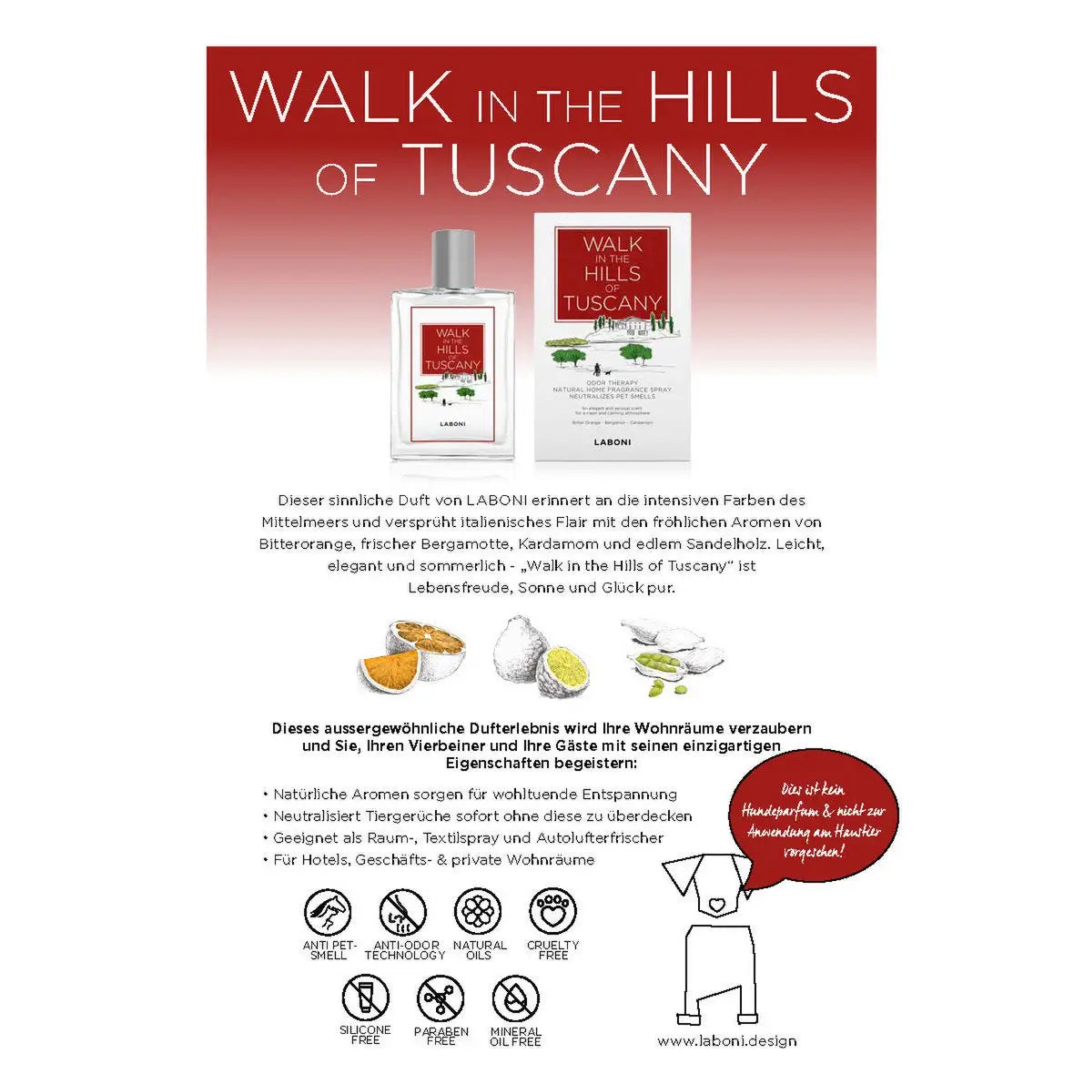 Walk in the Hills of Tuscany - praktisches Duft-Spray zur Beseitigung von Gerüchen