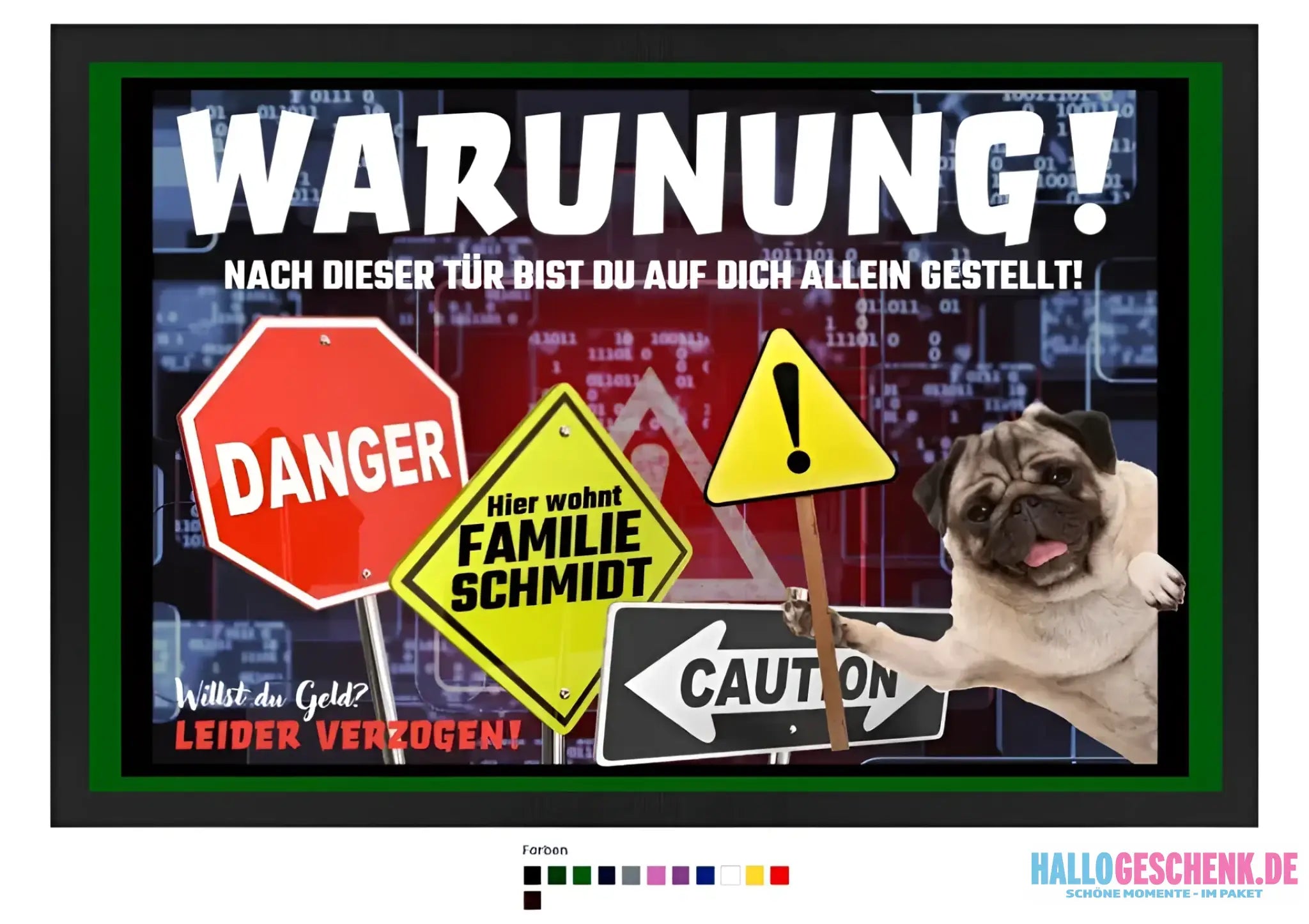 WARNUNG! + Dein TEXT• Fußmatte • Exklusivdesign • personalisiert