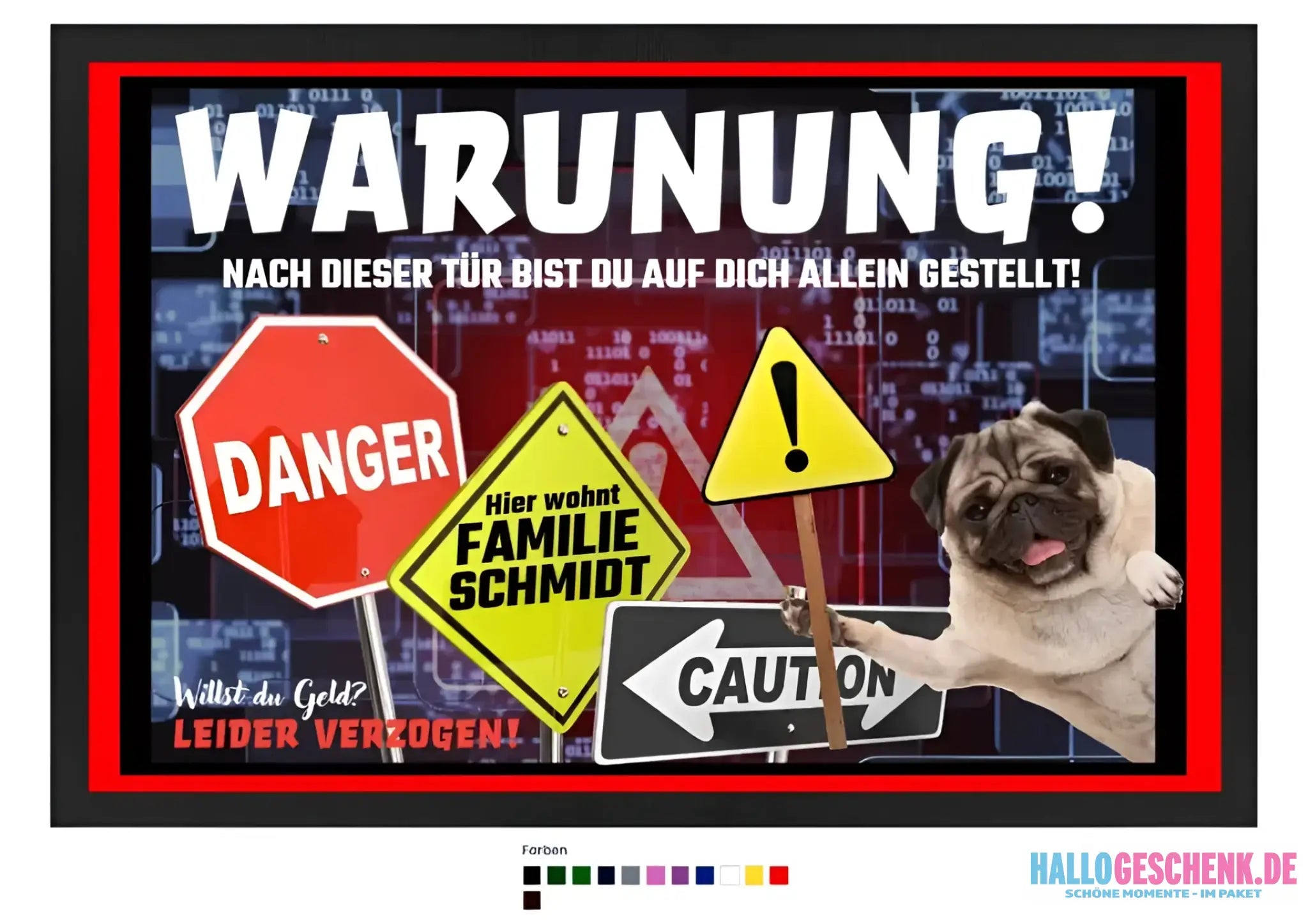 WARNUNG! + Dein TEXT• Fußmatte • Exklusivdesign • personalisiert