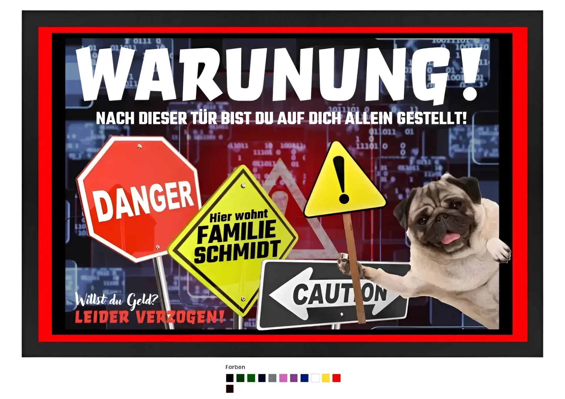 WARNUNG! + Dein TEXT• Fußmatte • Exklusivdesign • personalisiert