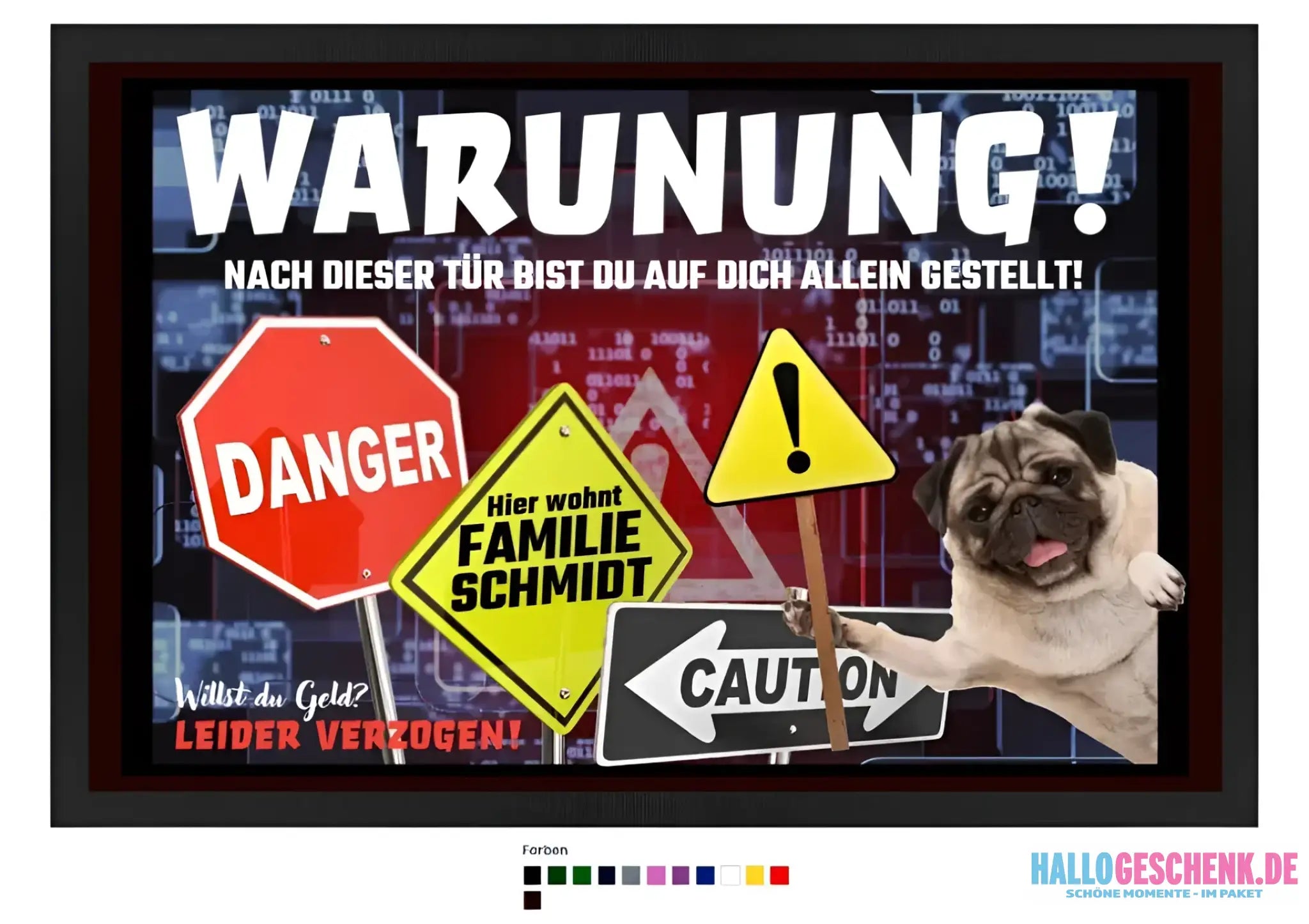 WARNUNG! + Dein TEXT• Fußmatte • Exklusivdesign • personalisiert