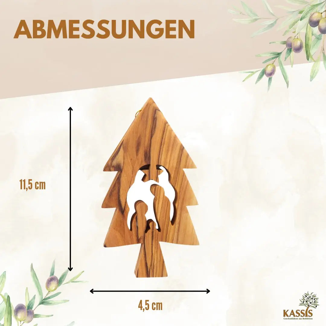 Weihnachtsdeko Baumschmuck Krippe 3er Set Tannenbaum Anhänger - ohne Rinde - Weihnachtsdeko