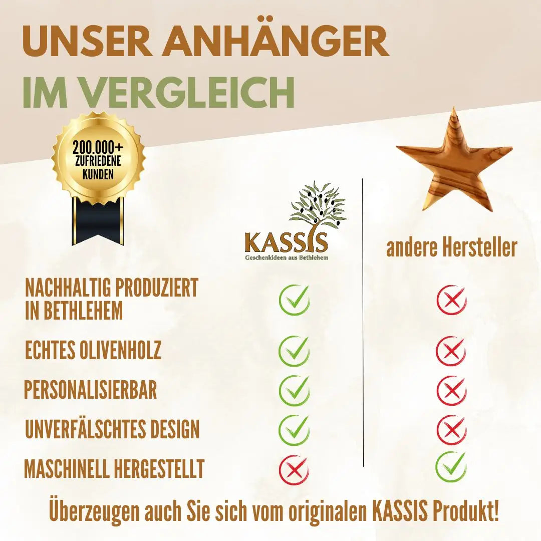 Weihnachtsdeko Baumschmuck Stern Anhänger aus Olivenholz - Weihnachtsdeko