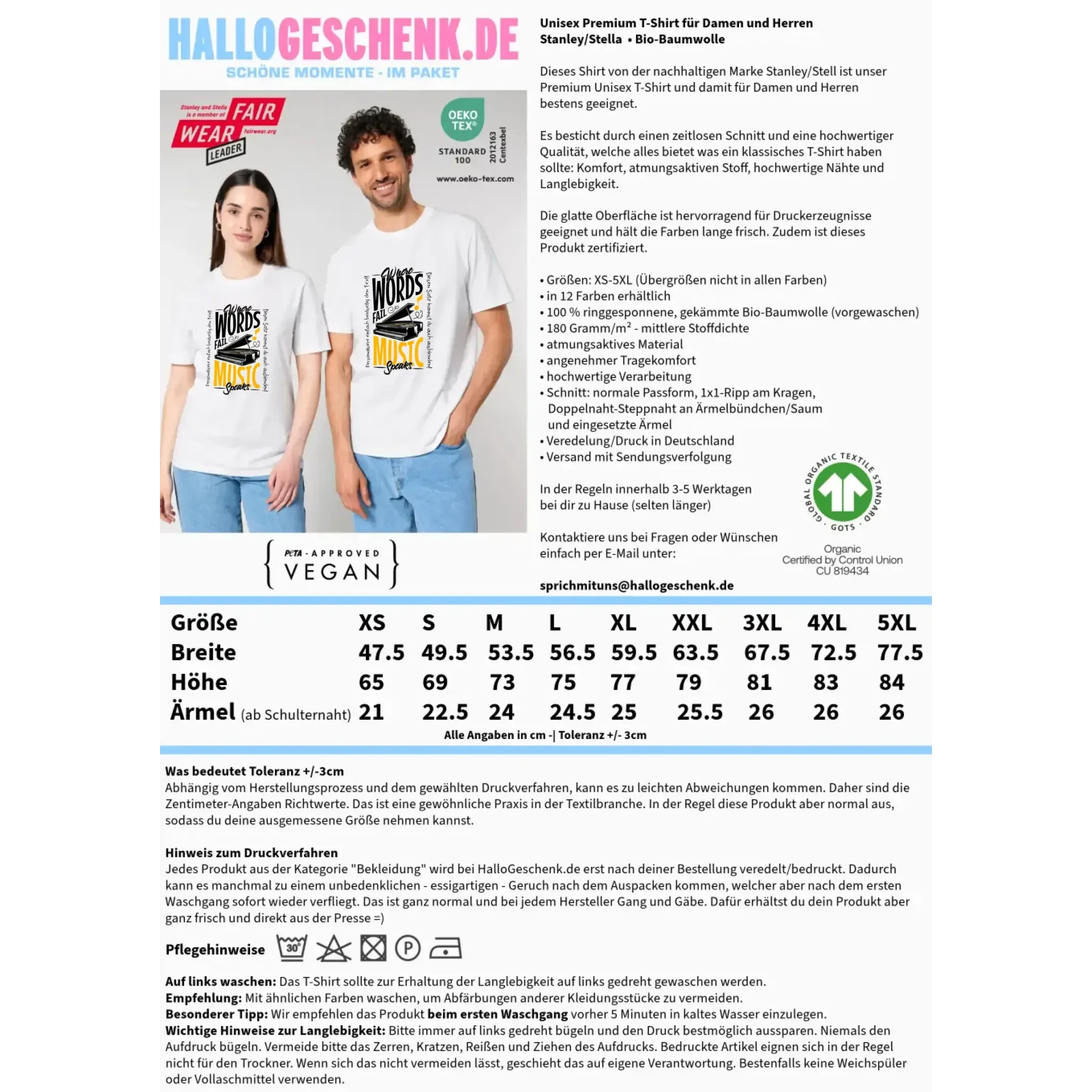 Where Word fail Music speaks • Musik • Unisex Premium T-Shirt XS-5XL aus Bio-Baumwolle für Damen & Herren • Exklusivdesign • personalisiert